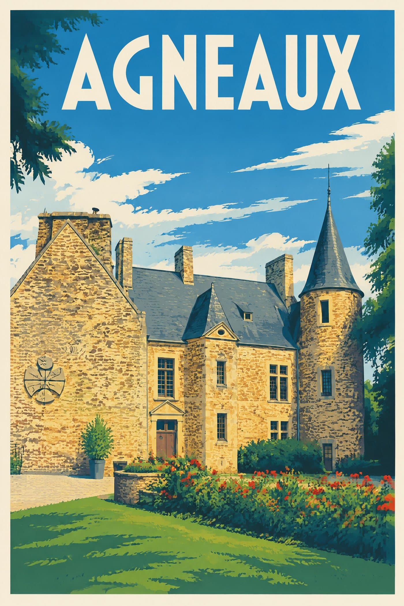 Affiche illustrée d'Agneaux — Château Sainte-Marie