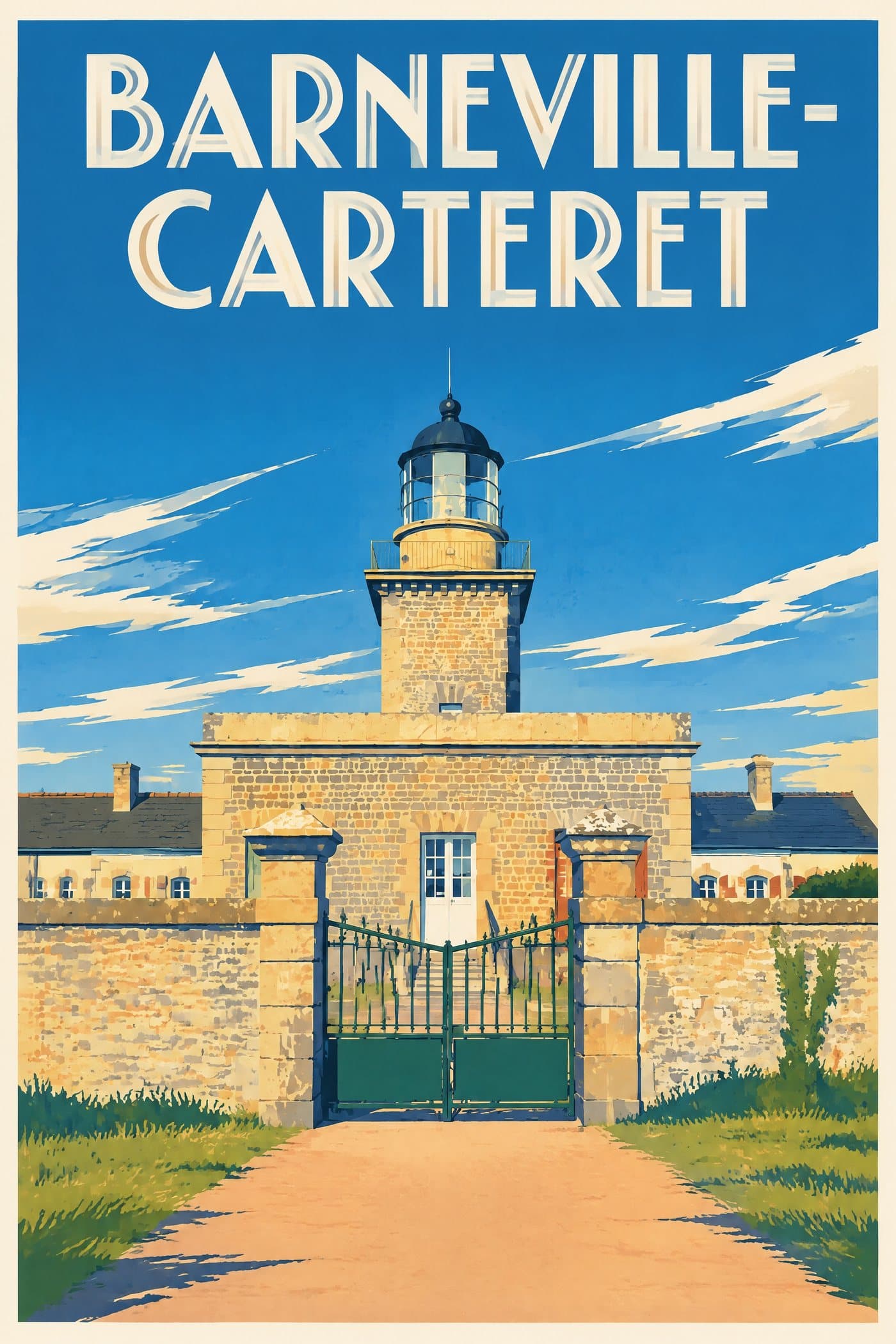 Affiche illustrée de Barneville-Carteret — Phare de Carteret