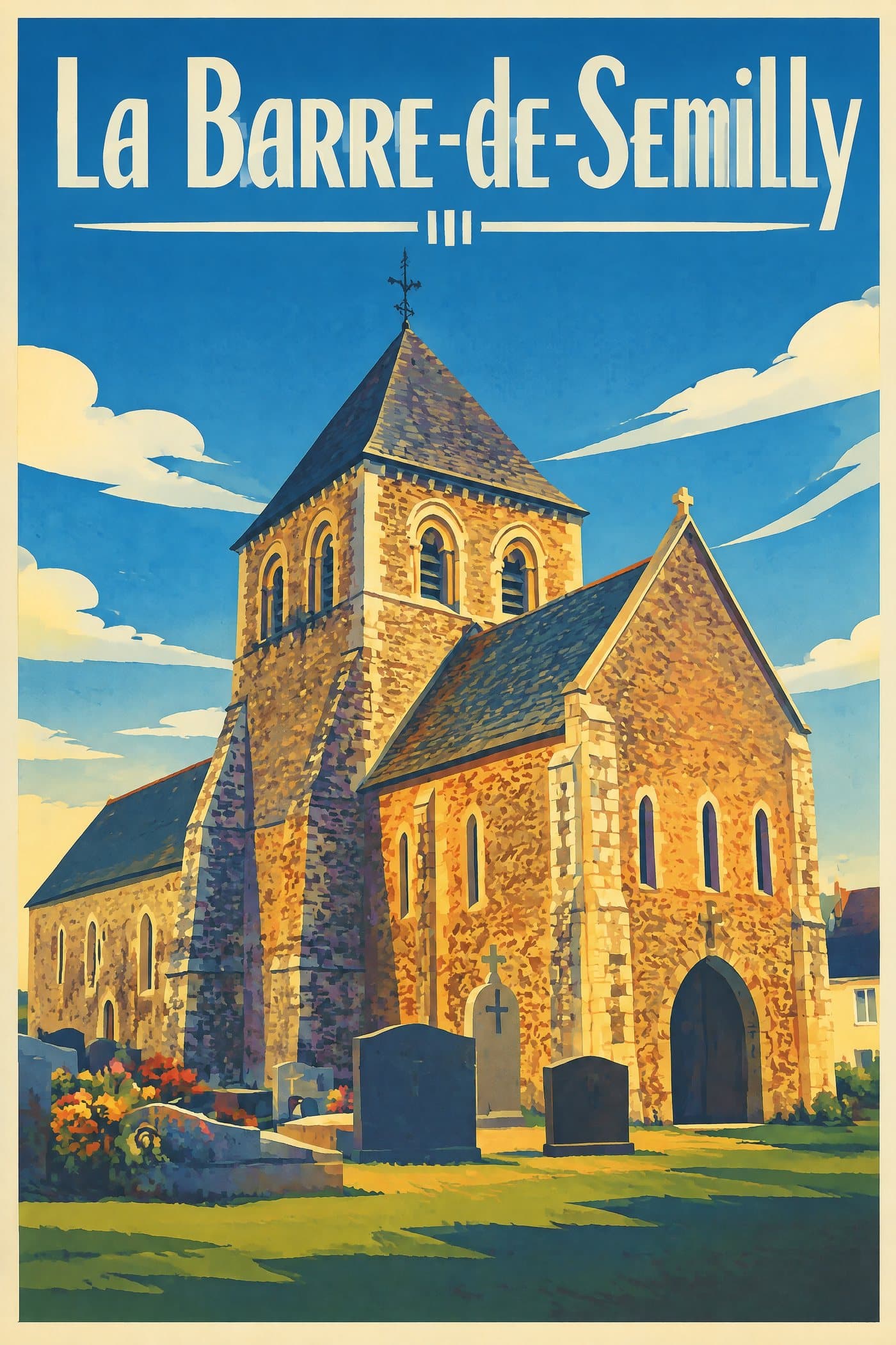 Affiche illustrée de La Barre-de-Semilly — Église Saint-Ébremond