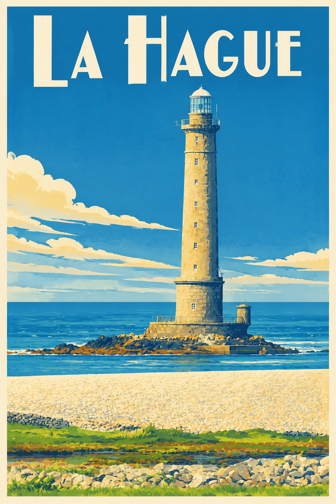 Affiche illustrée de La Hague — Phare de Goury