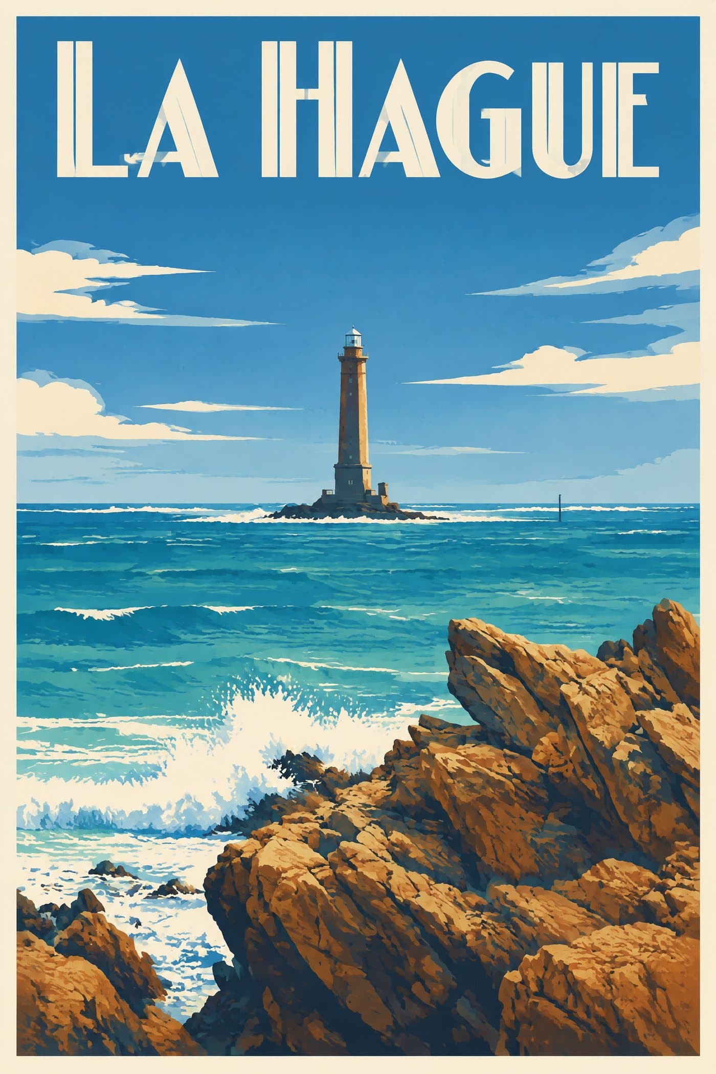 Affiche illustrée de La Hague — Phare de Goury, autre vue