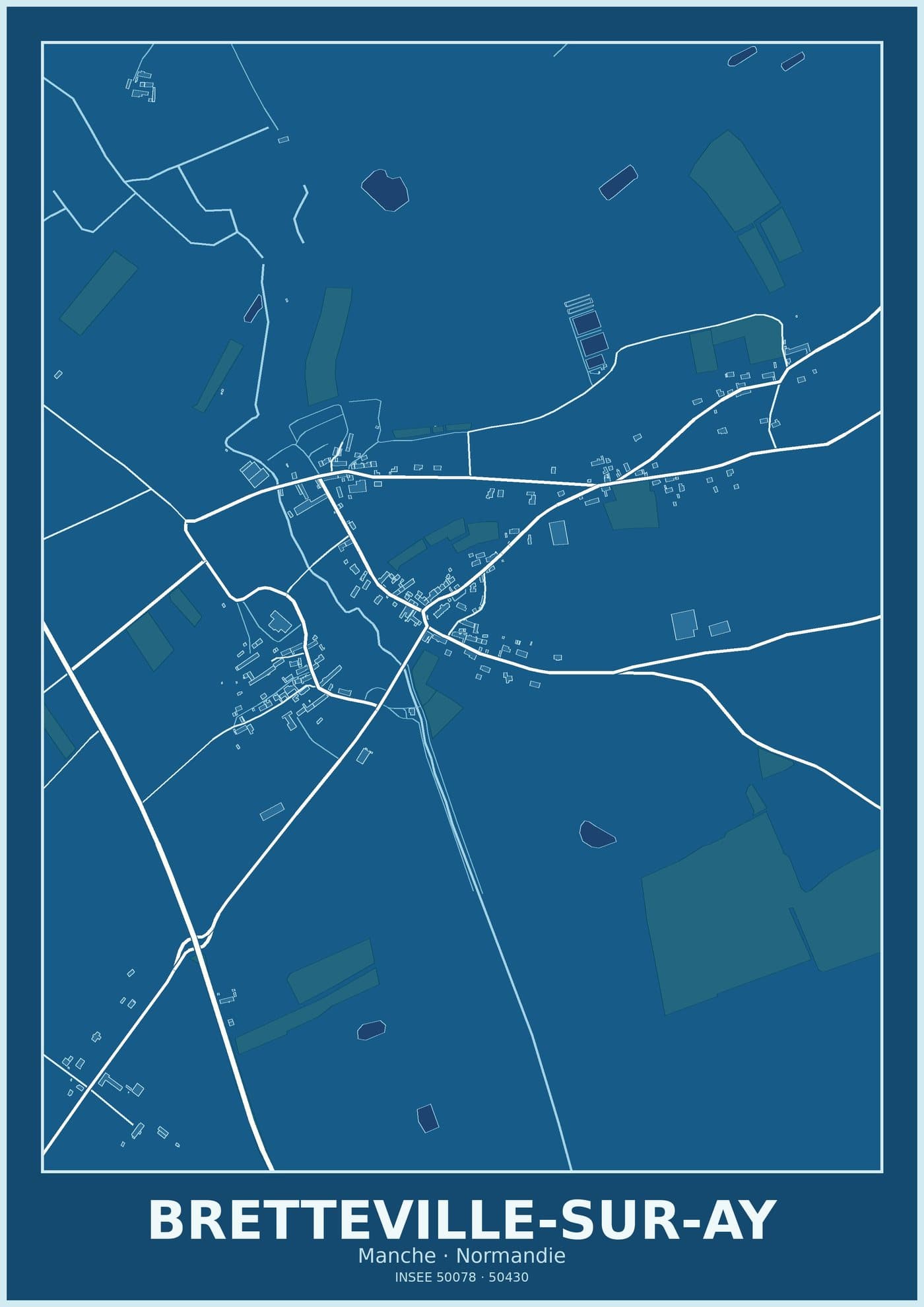 Plan de Bretteville-sur-Ay, style blueprint
