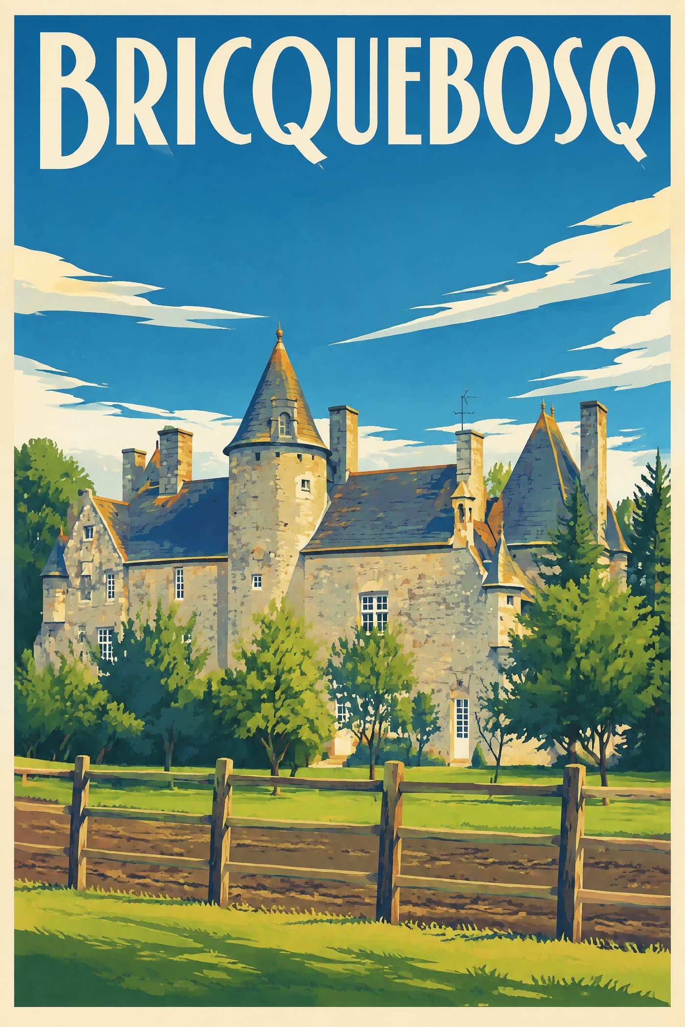 Affiche illustrée de Bricquebosq — Grande Maison de Bricquebosq