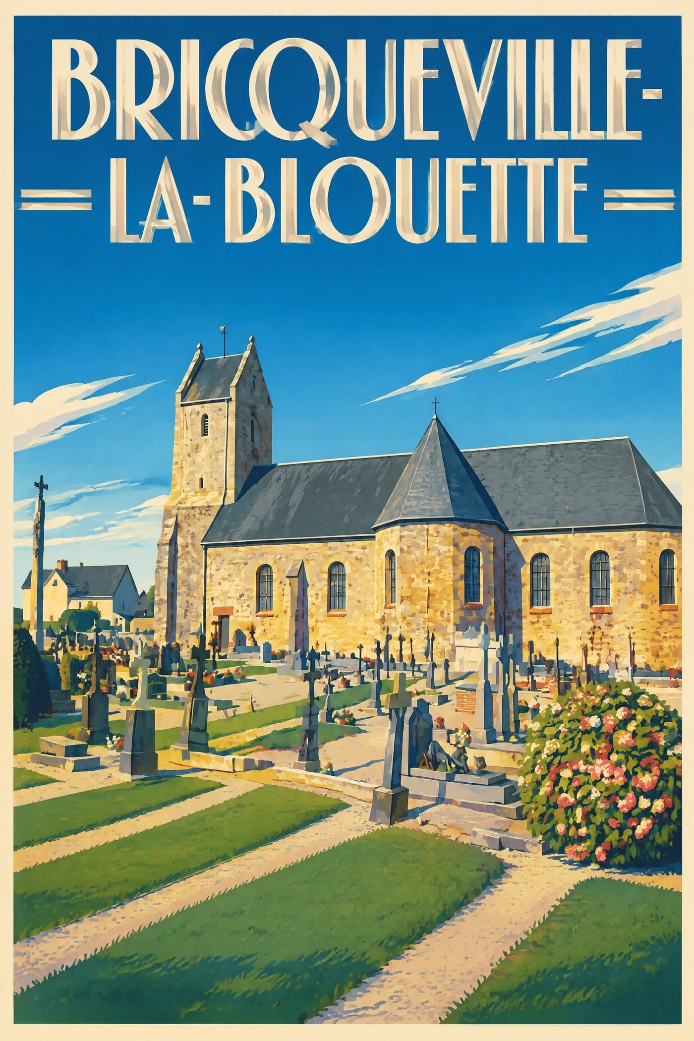 Affiche illustrée de Bricqueville-la-Blouette — Église Saint-Martin