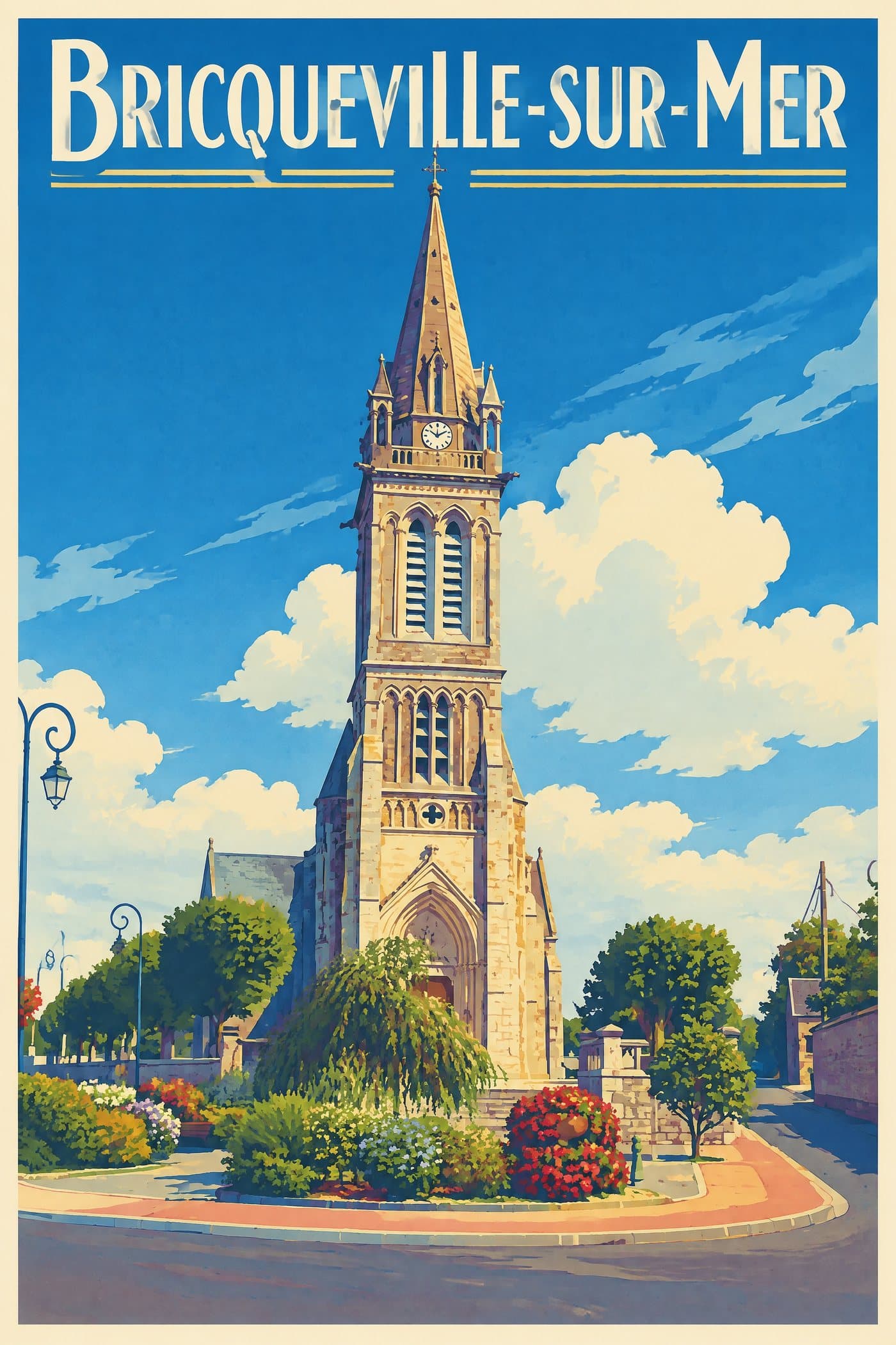 Affiche illustrée de Bricqueville-sur-Mer — Église Saint-Vigor