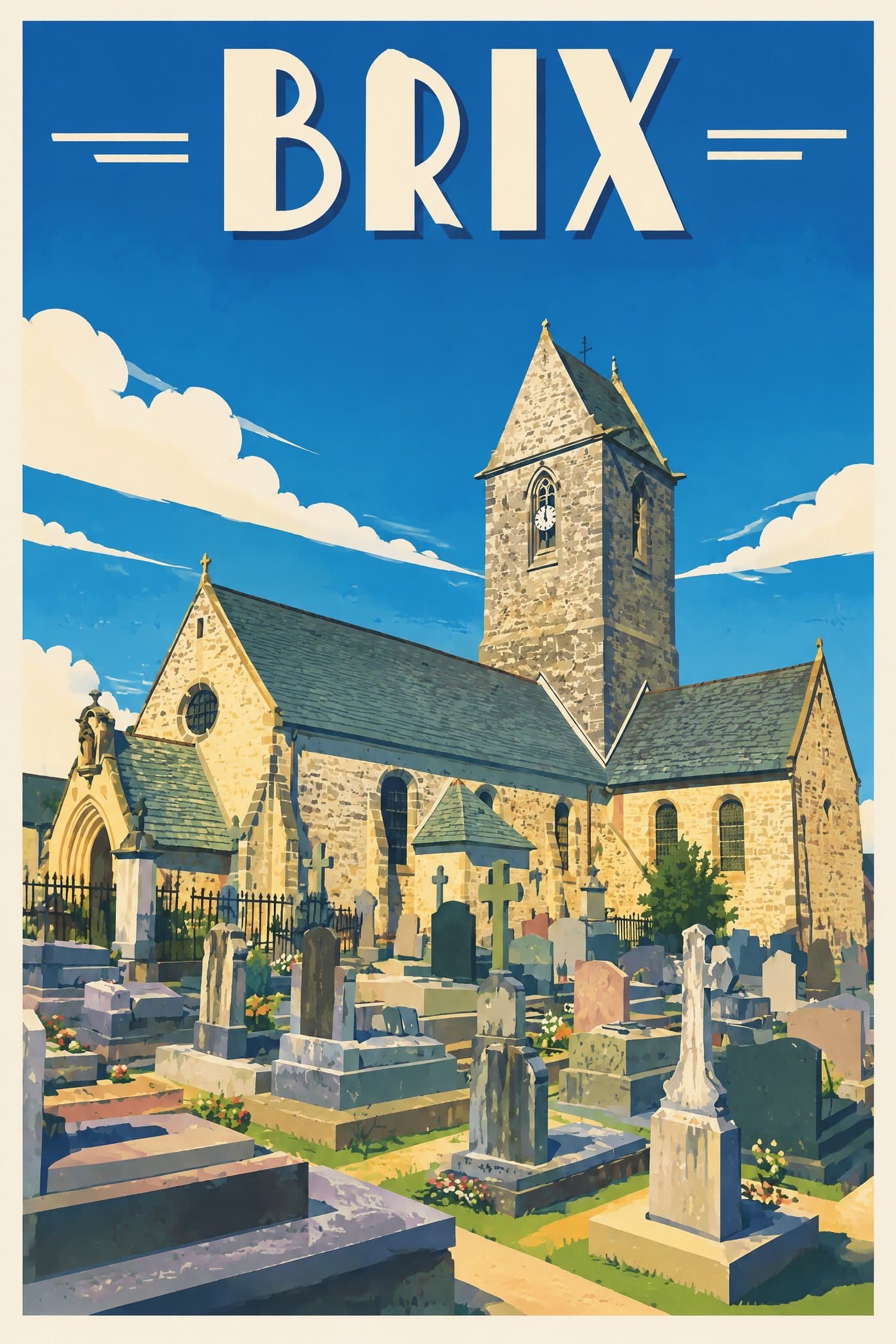 Affiche illustrée de Brix — Église Notre-Dame-de-l’Assomption