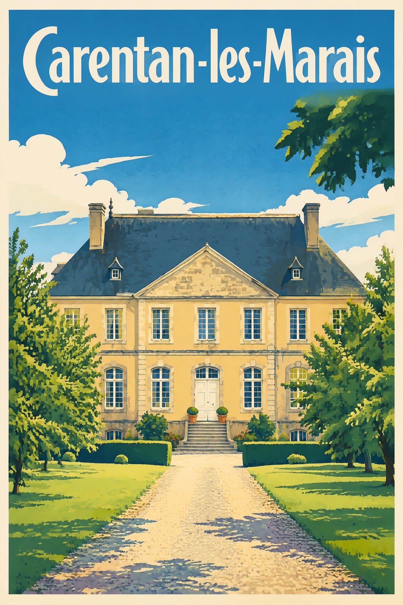 Affiche illustrée de Carentan-les-Marais — Château de Vierville