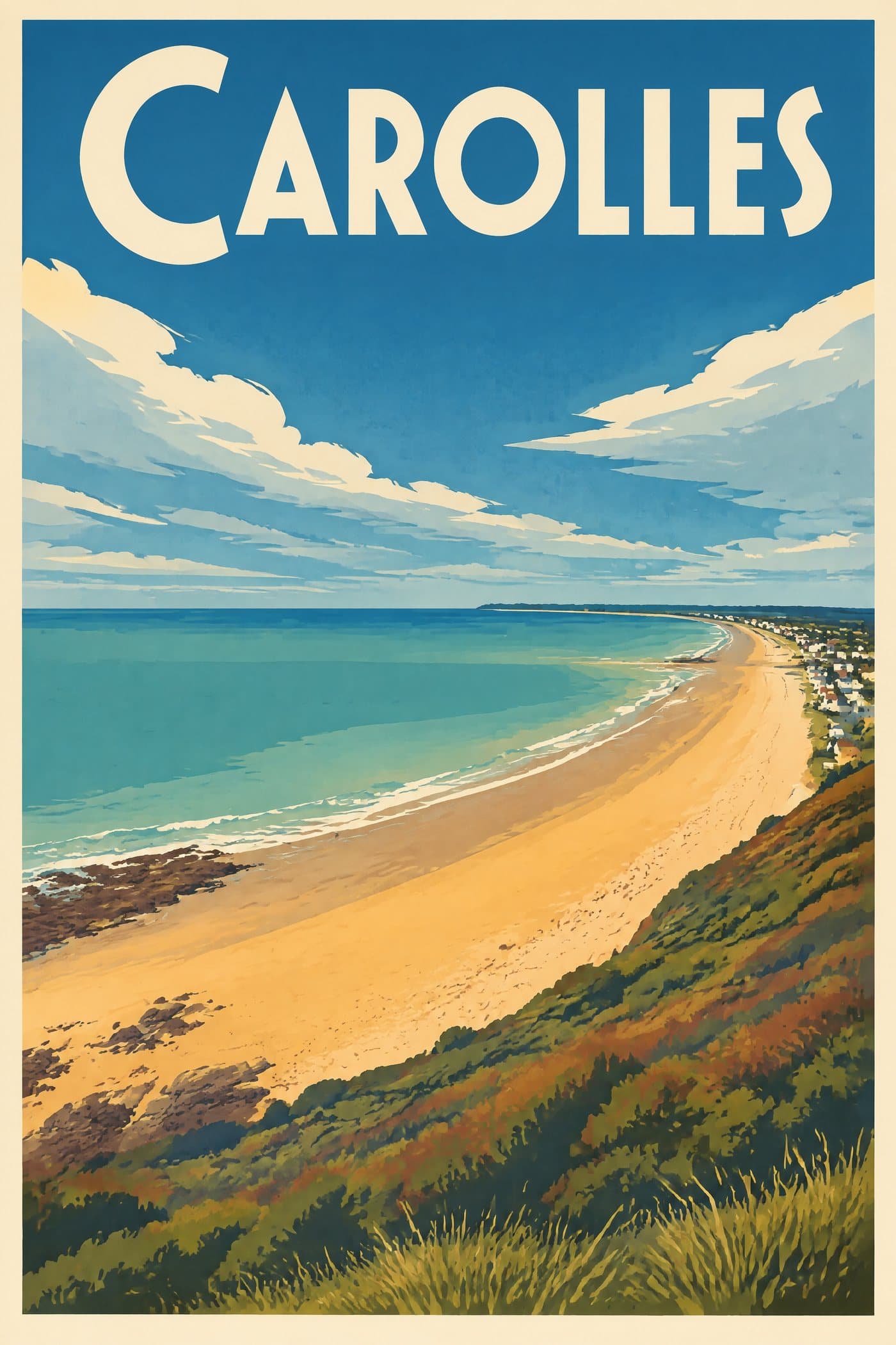 Affiche illustrée de Carolles — La plage