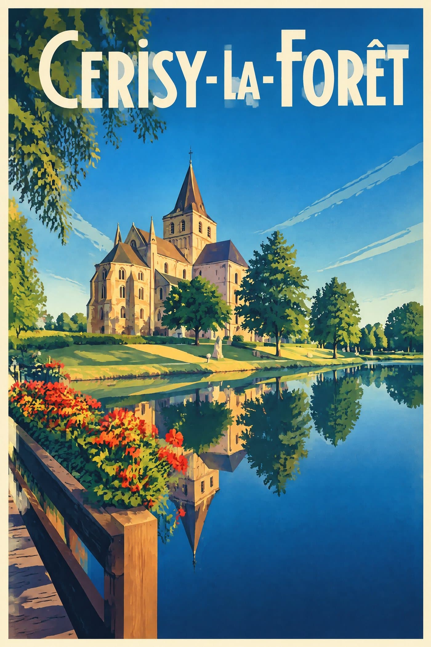 Affiche illustrée de Cerisy-la-Forêt — Abbaye de Cerisy-la-Forêt