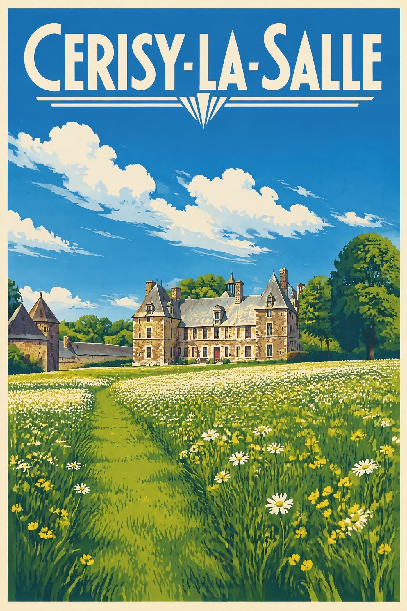 Affiche illustrée de Cerisy-la-Salle — Château de Cerisy-la-Salle