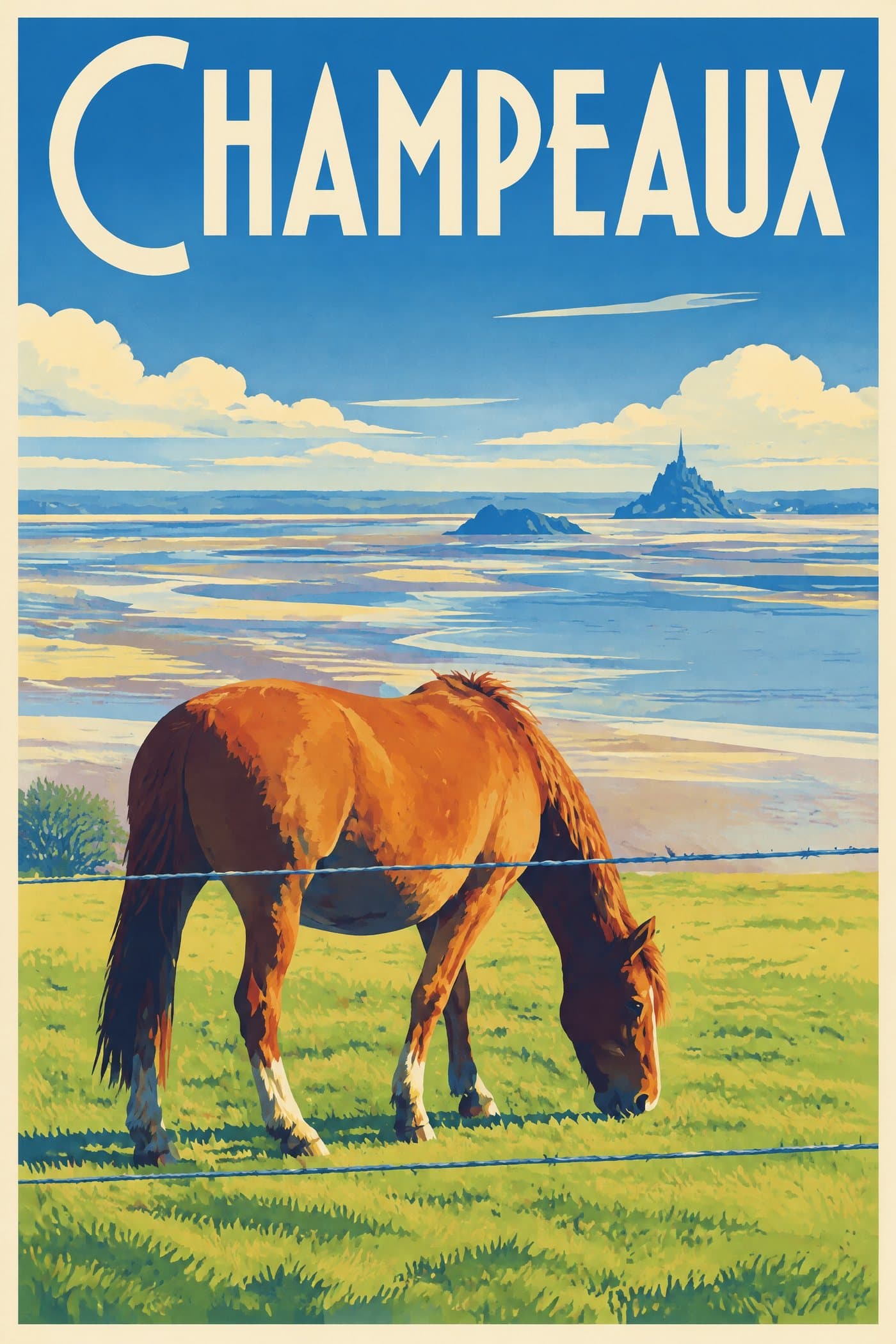 Affiche illustrée de Champeaux — La route des falaises