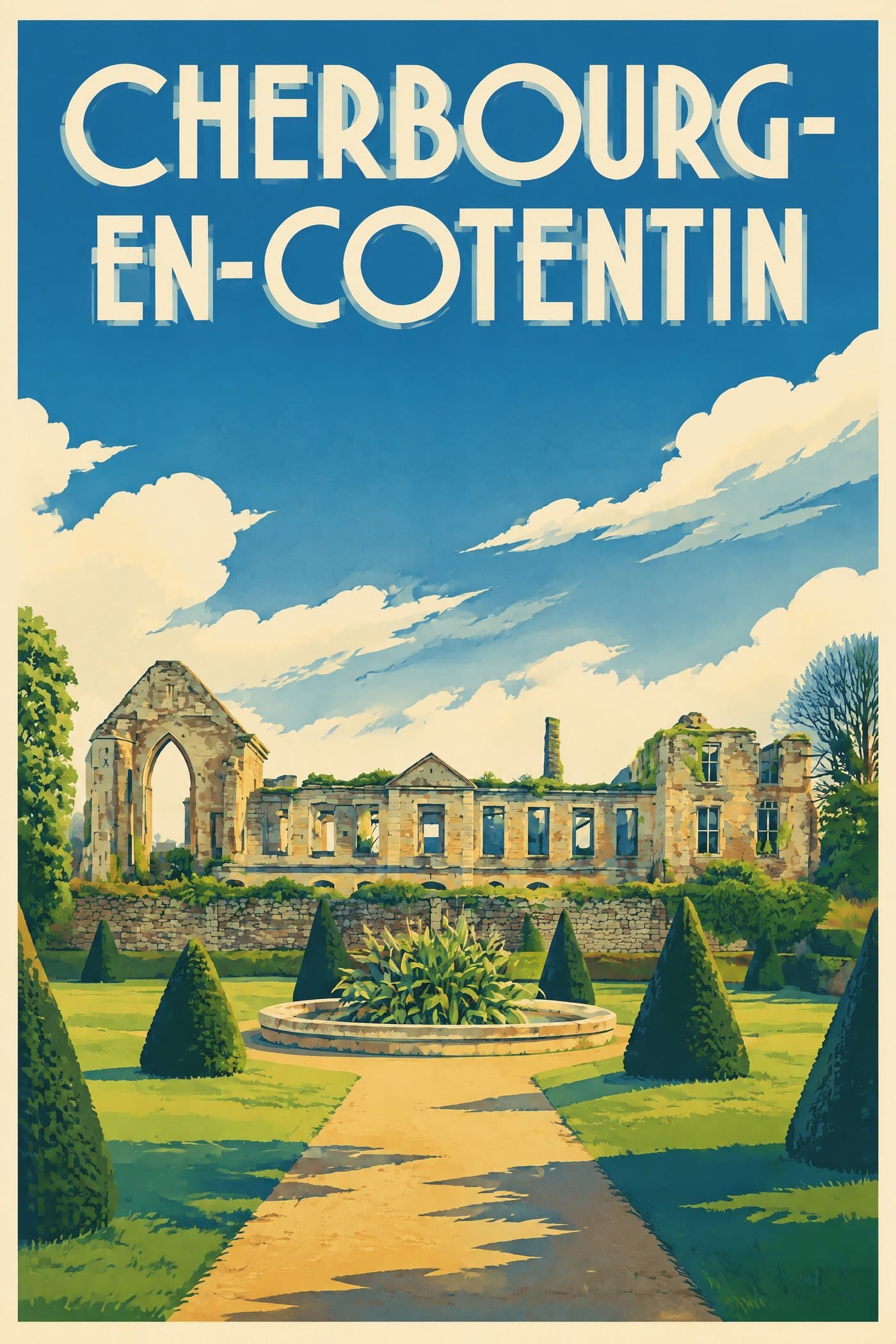 Affiche illustrée de Cherbourg-en-Cotentin — Abbaye Notre-Dame du Vœu