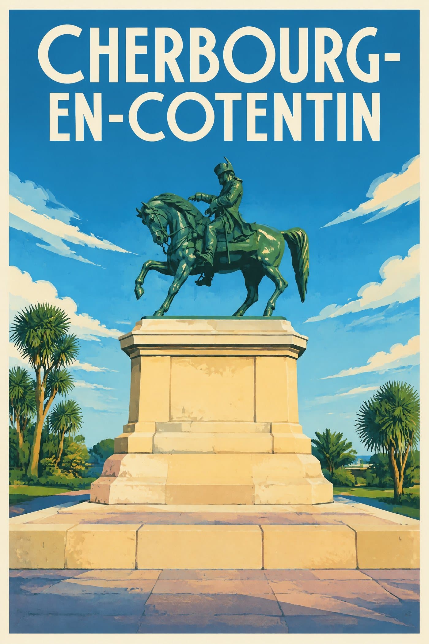 Affiche illustrée de Cherbourg-en-Cotentin — Statue de Napoléon Ier