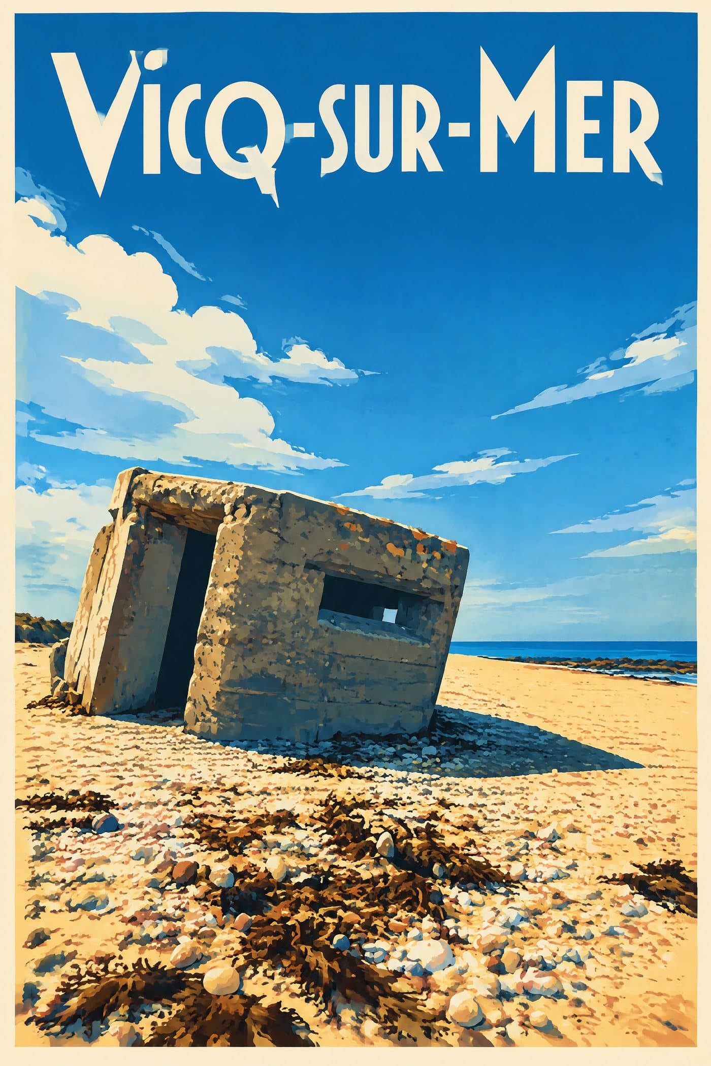 Affiche illustrée de Vicq-sur-Mer — Le littoral