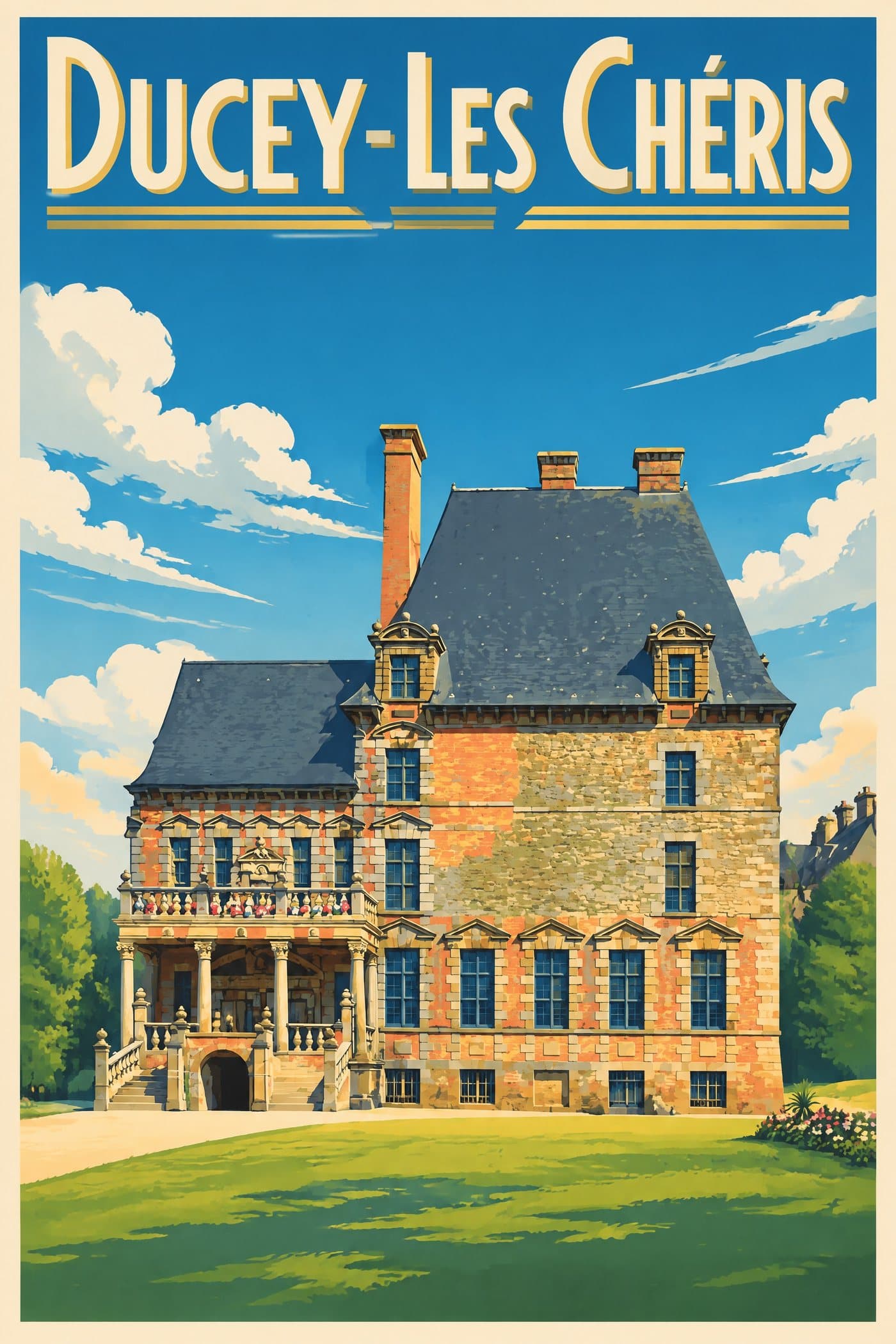 Affiche illustrée de Ducey-Les Chéris — Château des Montgommery