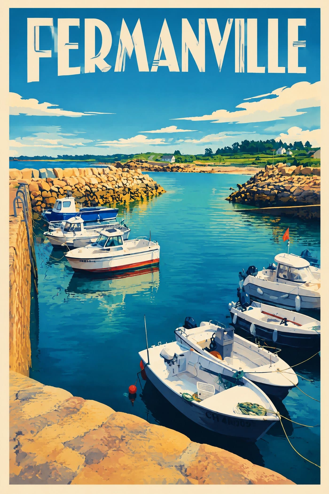 Affiche illustrée de Fermanville — Port Pignot