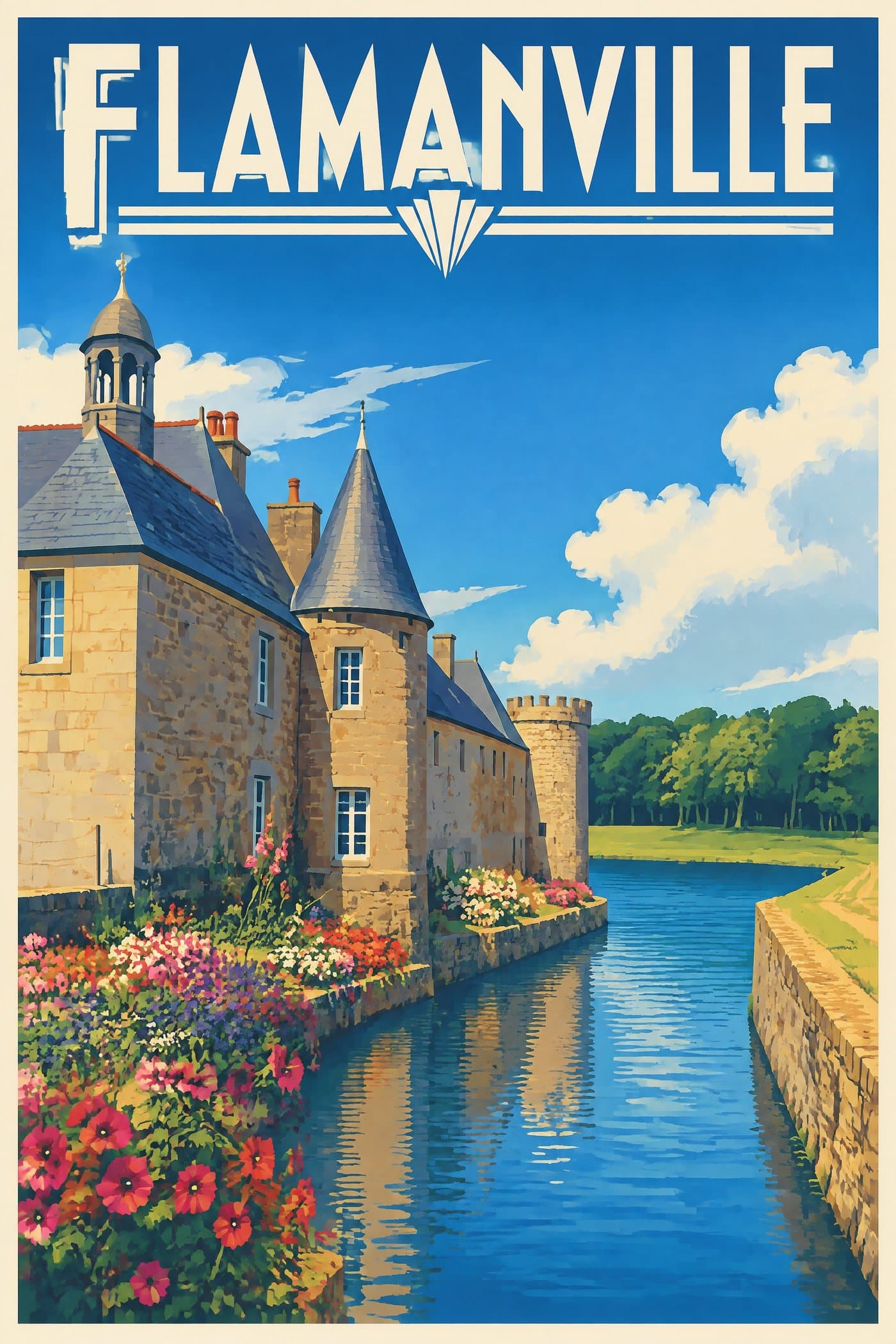 Affiche illustrée de Flamanville — Château de Flamanville