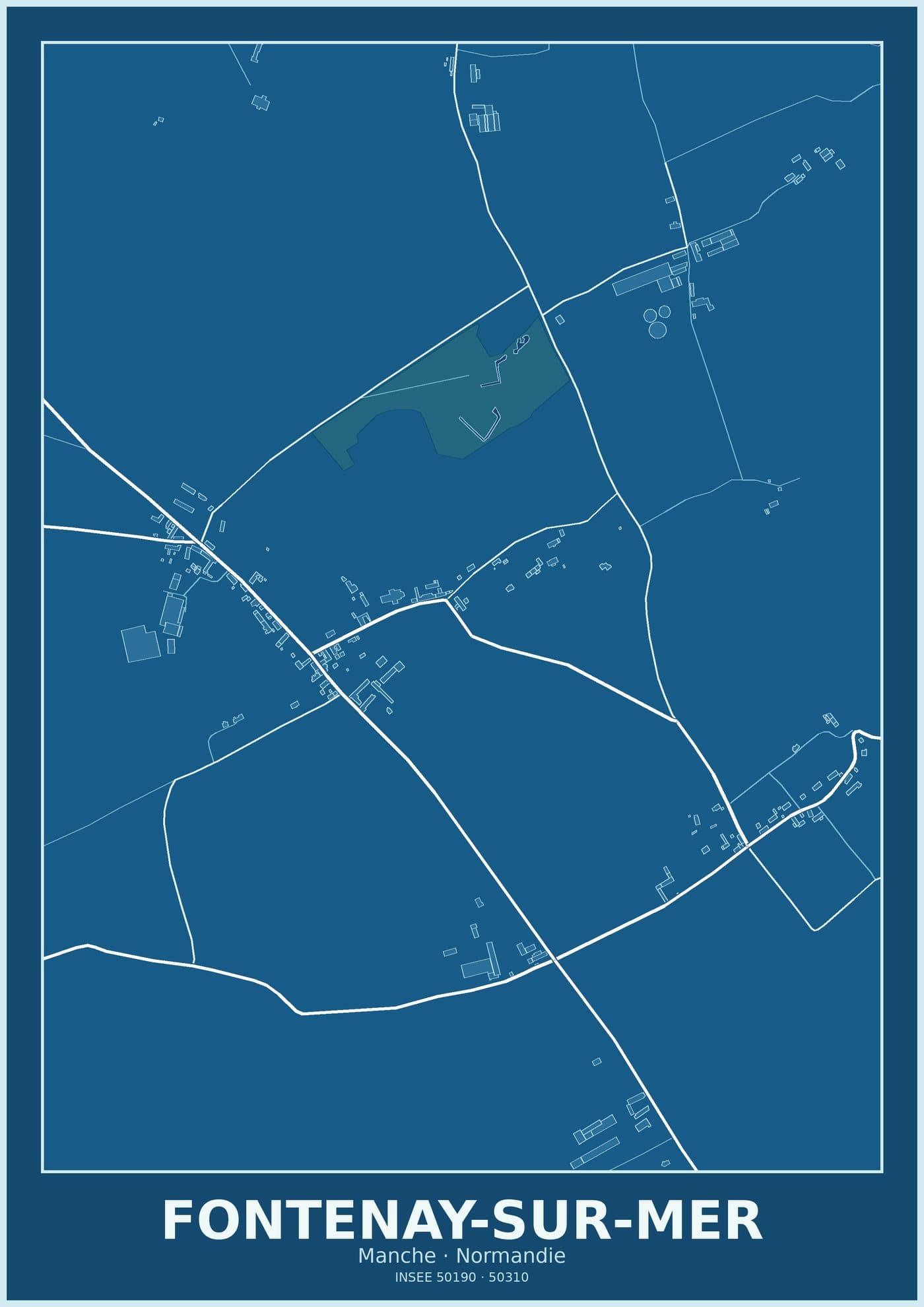 Plan de Fontenay-sur-Mer, style blueprint