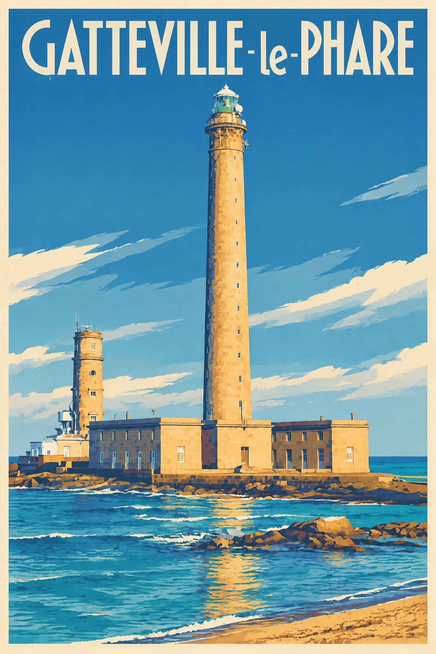 Affiche illustrée de Gatteville-le-Phare — Nouveau phare de Gatteville