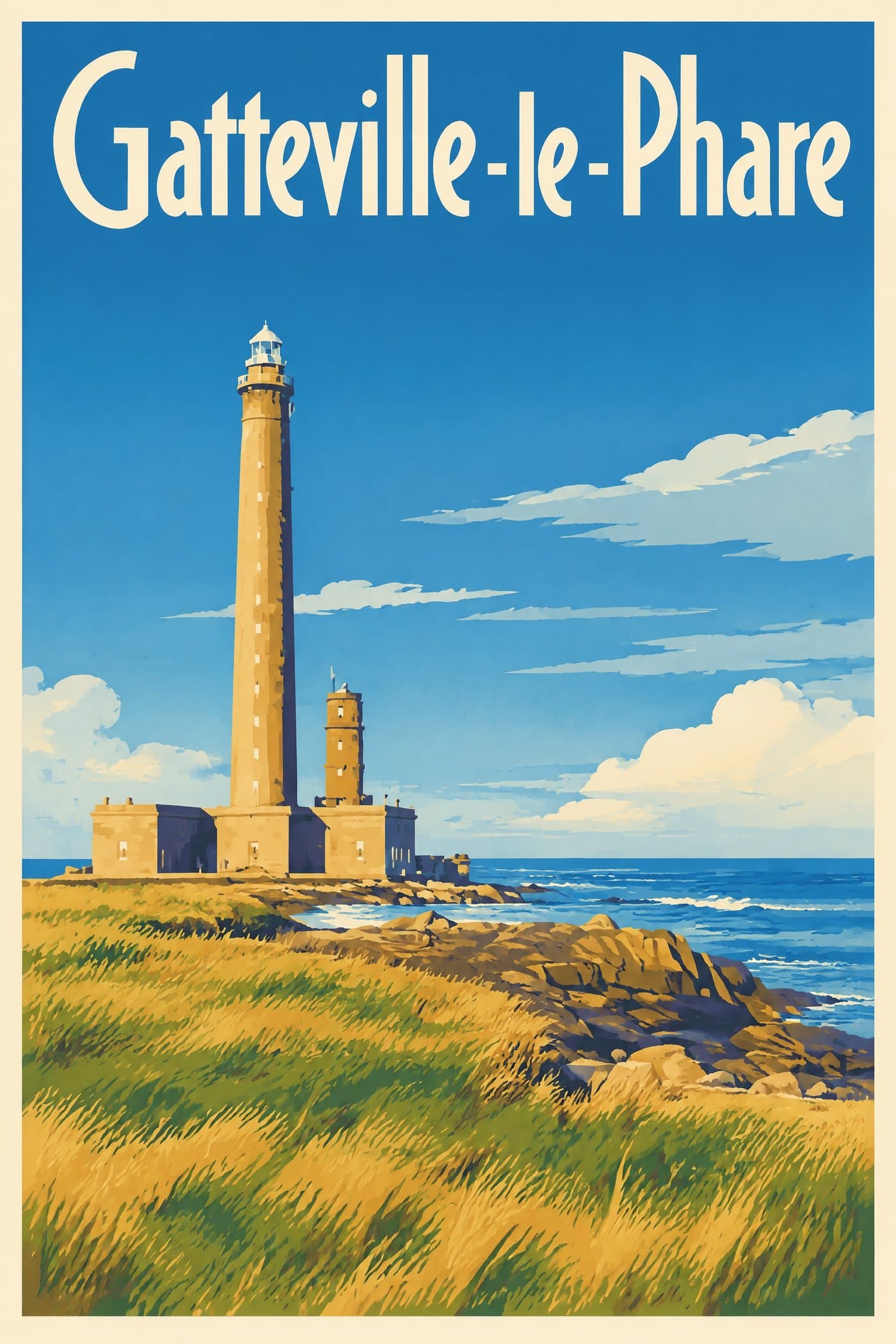Affiche illustrée de Gatteville-le-Phare — Ancien phare de Gatteville