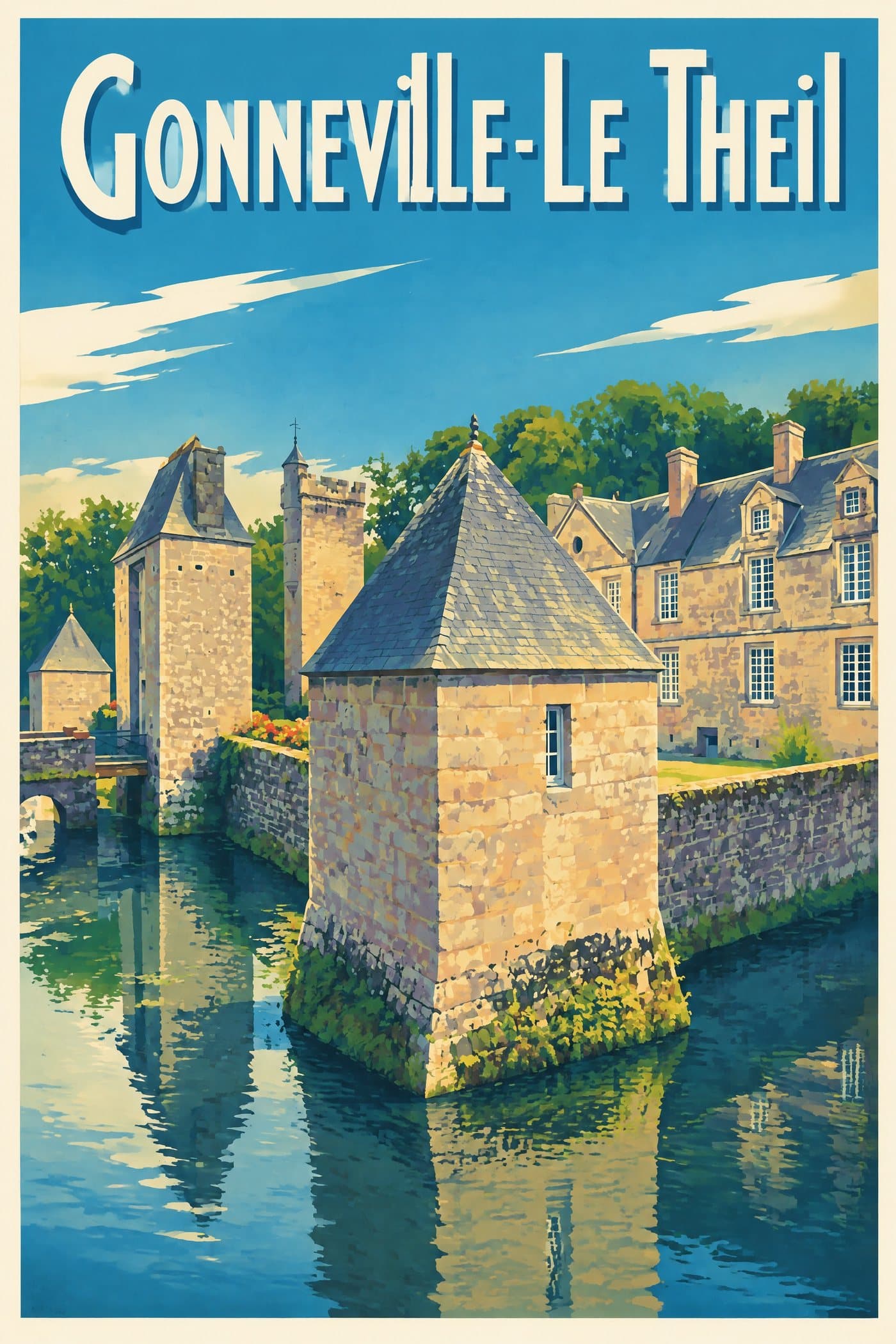 Affiche illustrée de Gonneville-Le Theil — Château de Gonneville