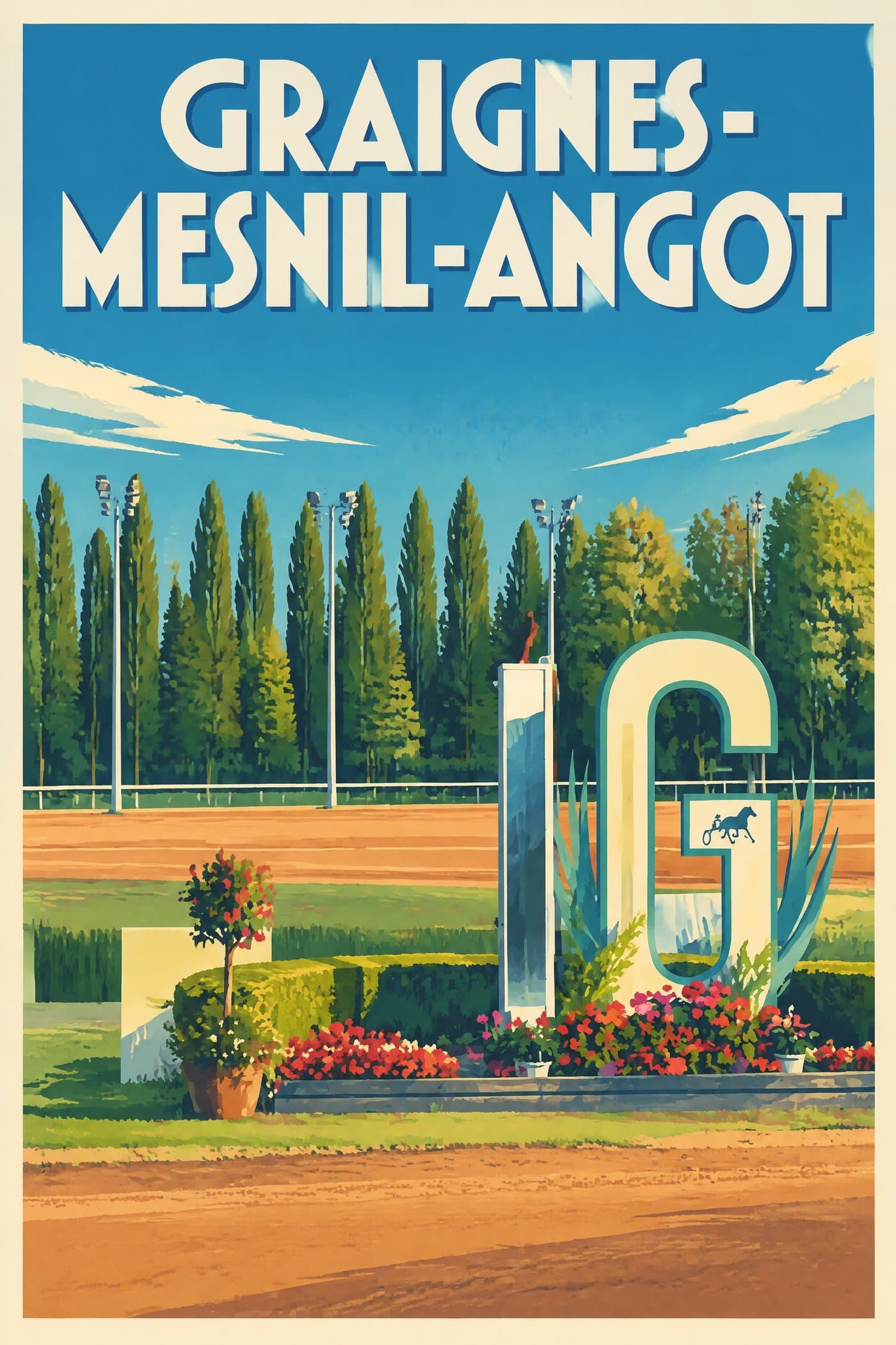 Affiche illustrée de Graignes-Mesnil-Angot — Hippodrome de Graignes