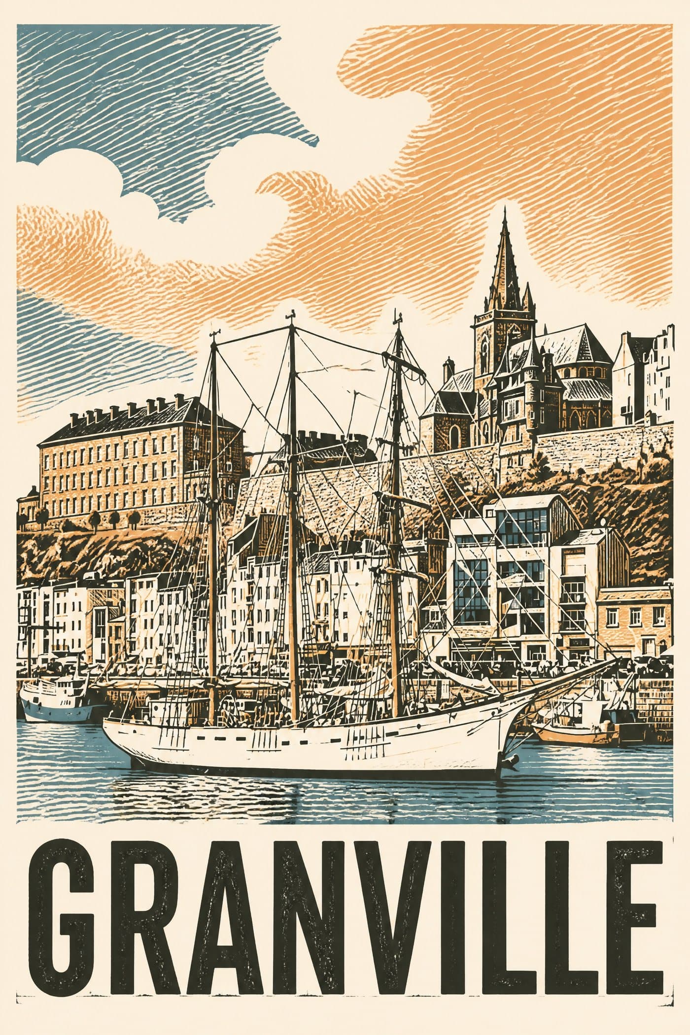 Affiche linogravure de Granville
