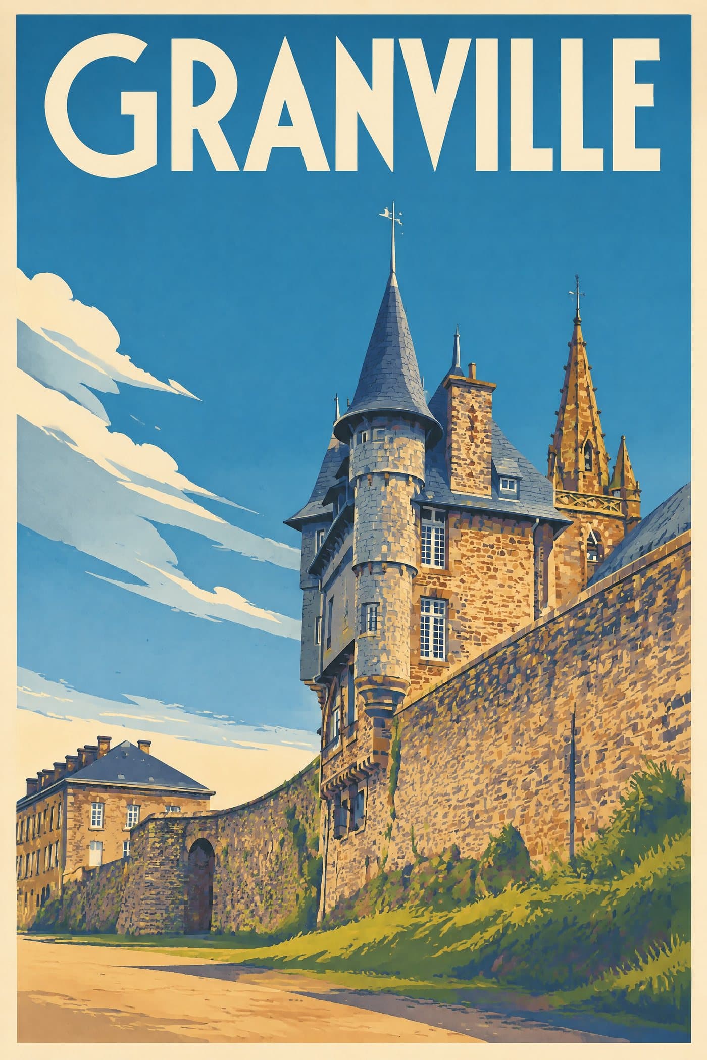 Affiche illustrée de Granville — Maison du Guet