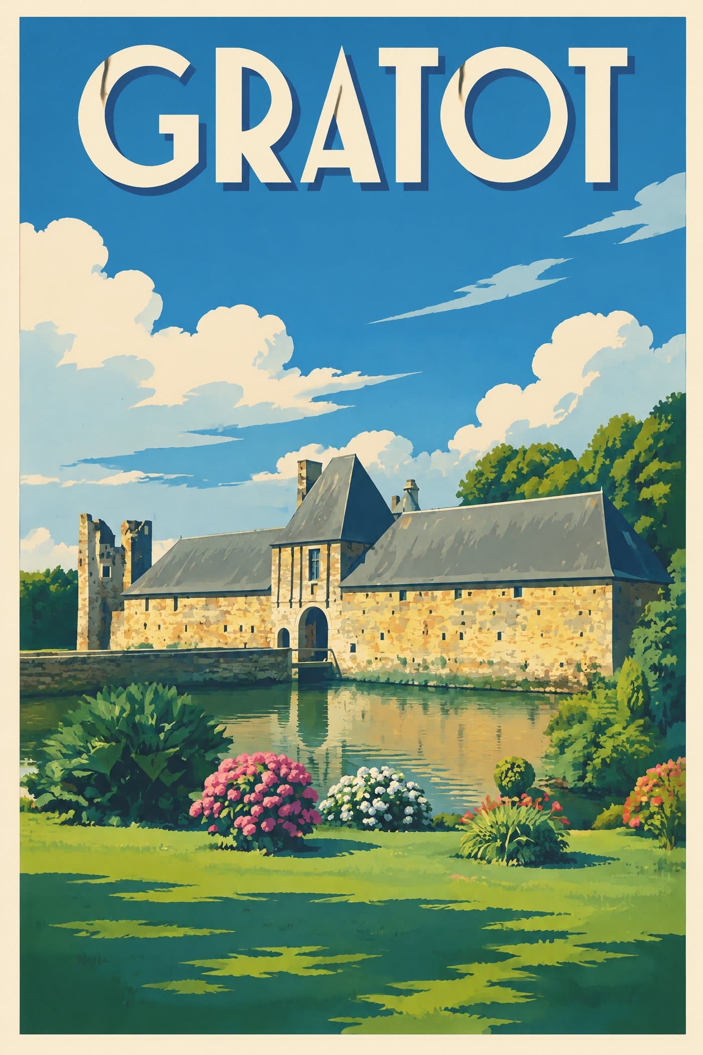 Affiche illustrée de Gratot — Château de Gratot, autre vue