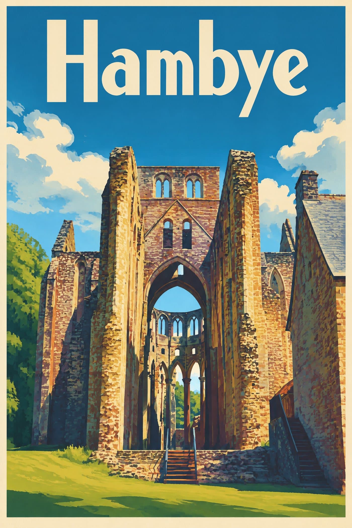 Affiche illustrée d'Hambye — L’abbatiale