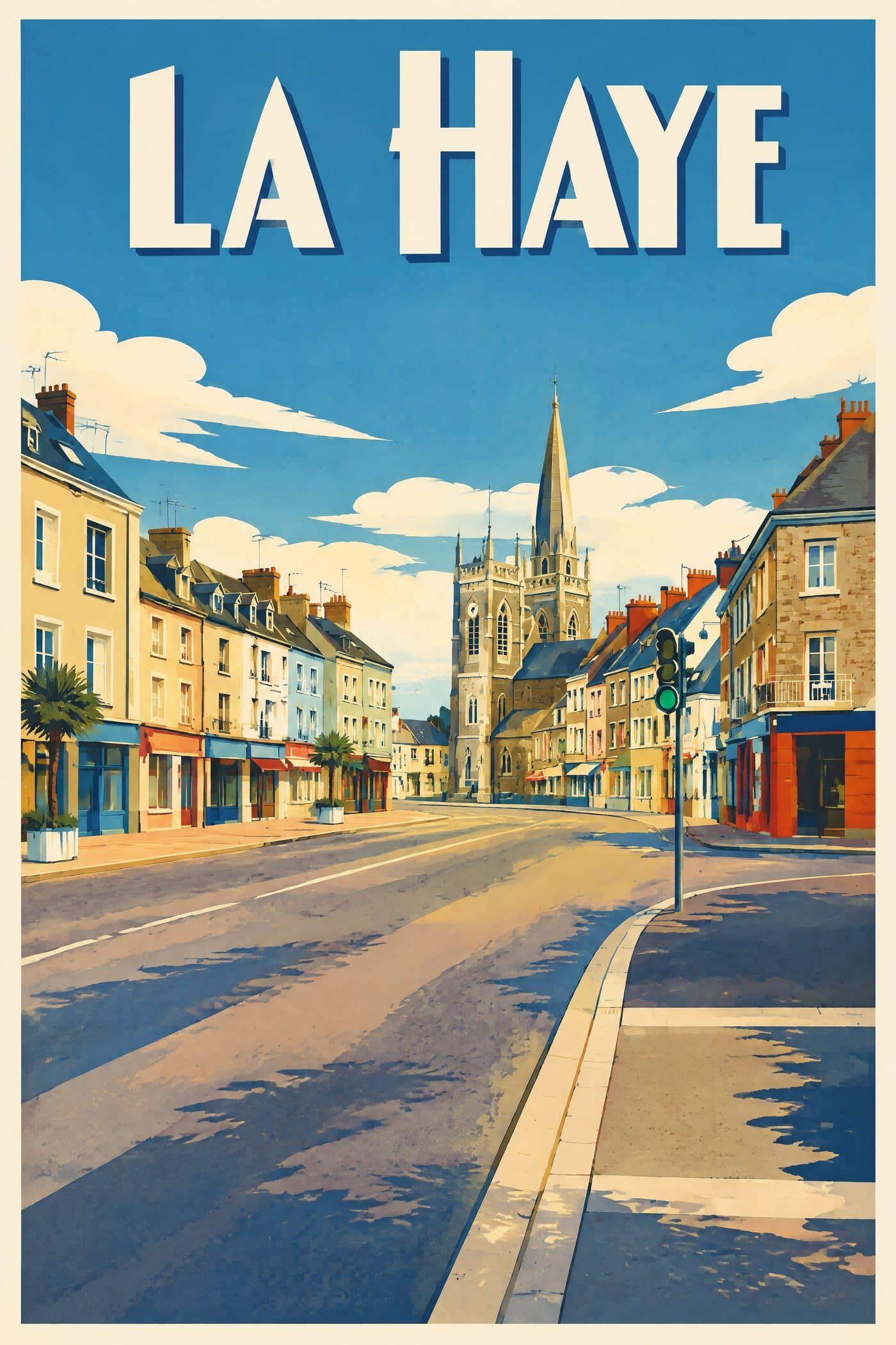 Affiche illustrée de La Haye — Le bourg