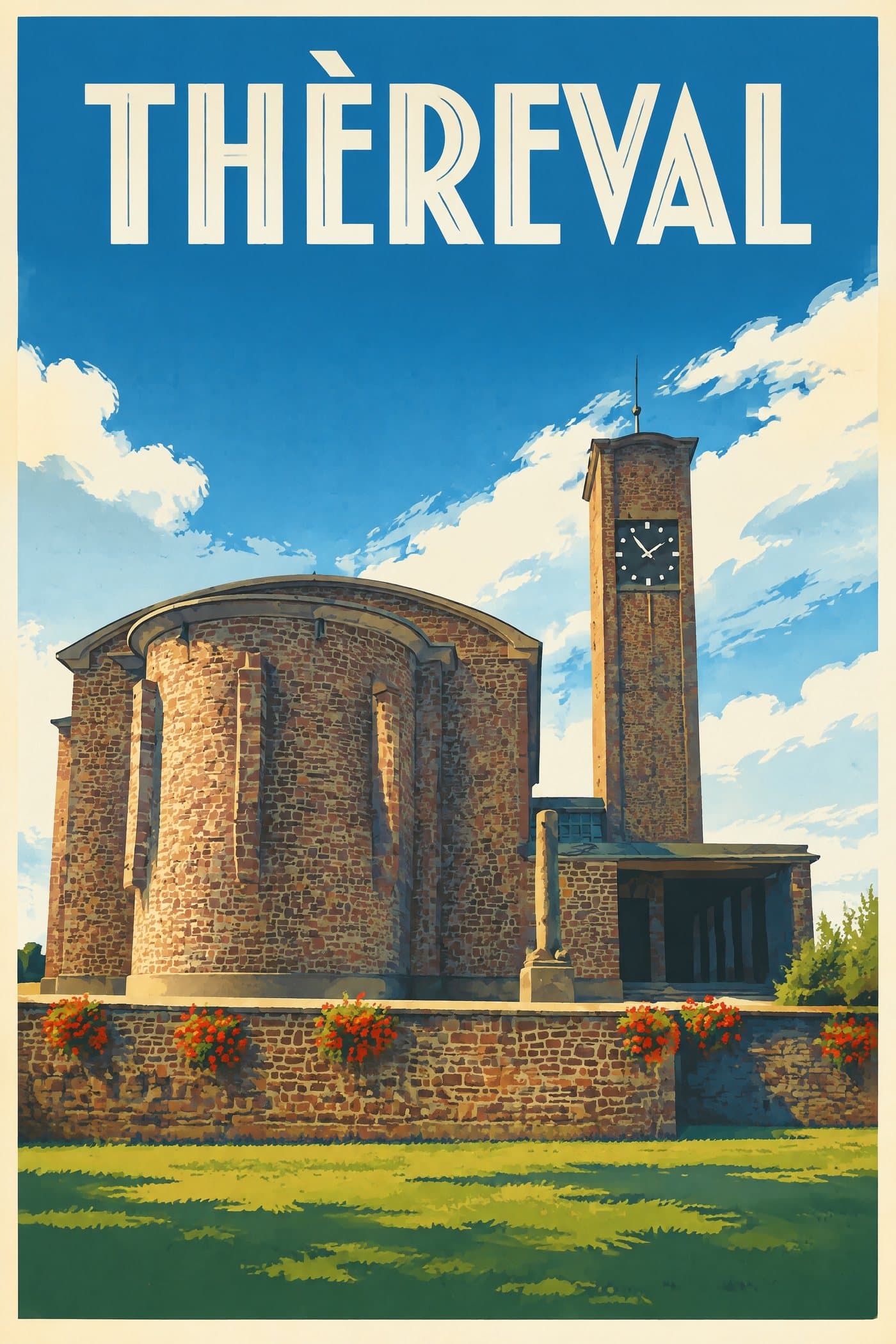 Affiche illustrée de Thèreval — L'église