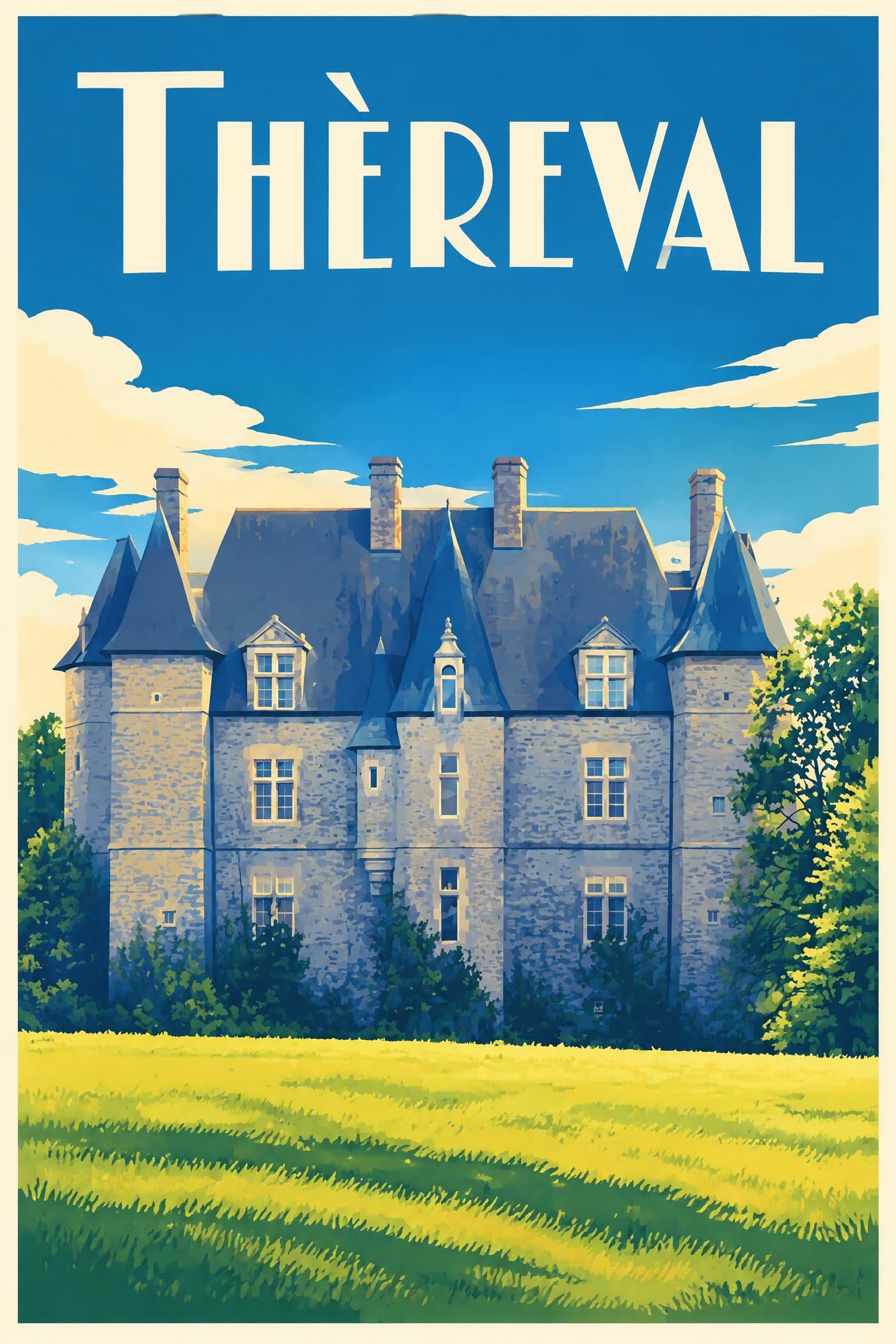 Affiche illustrée de Thèreval — Le Châtel