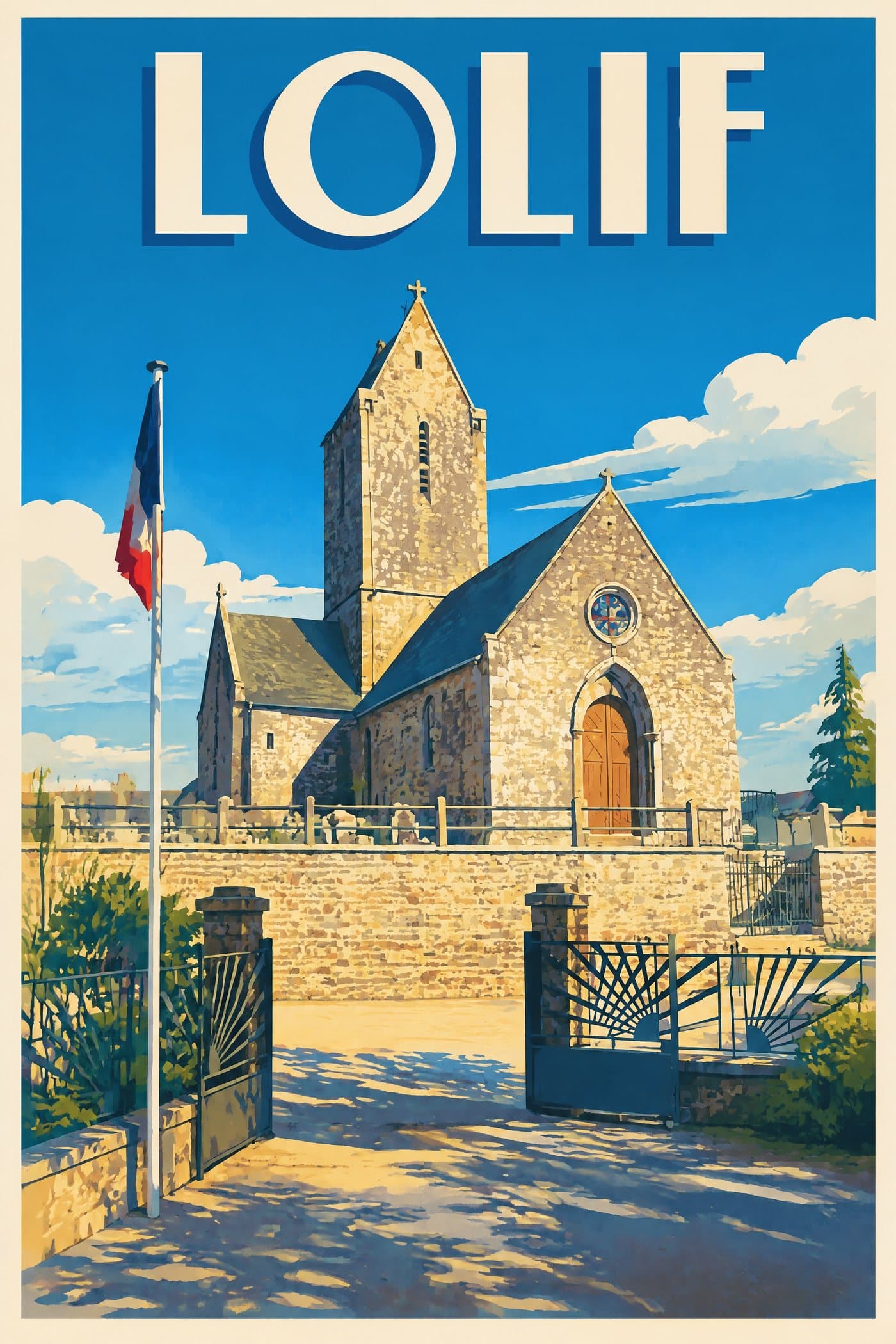 Affiche illustrée de Lolif — L’église