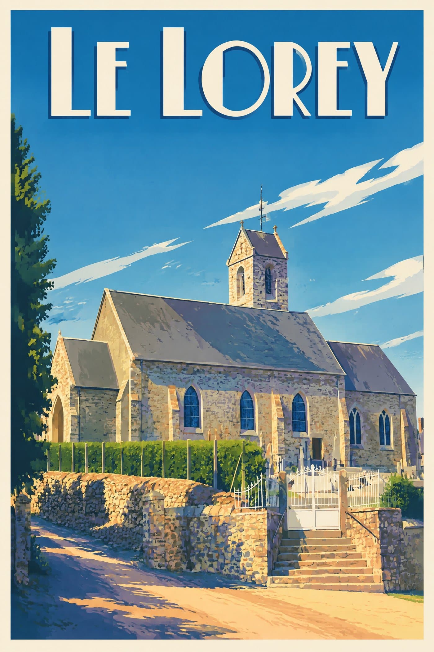 Affiche illustrée du Lorey — Église Saint-Martin