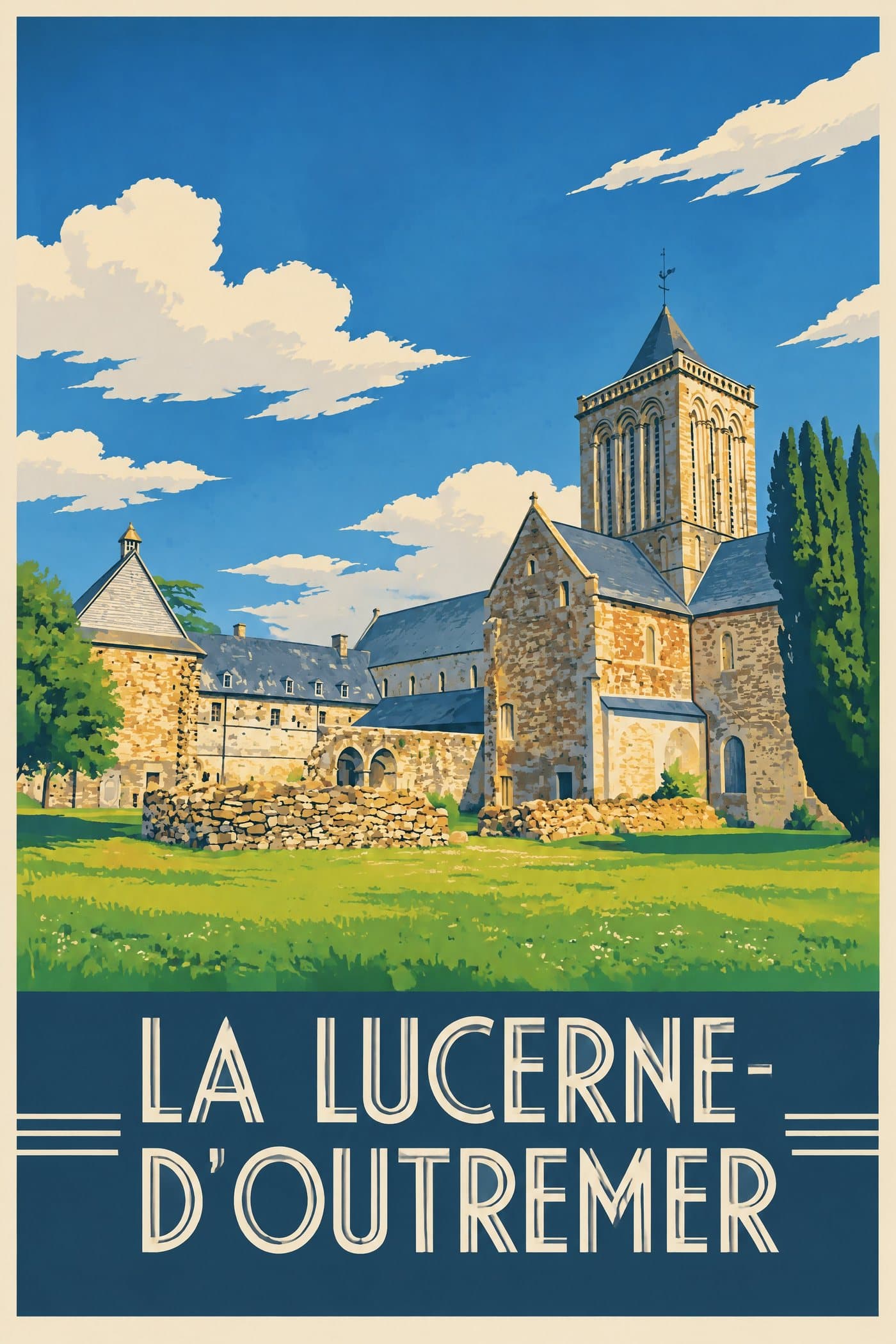 Affiche illustrée de La Lucerne-d'Outremer — Logis abbatial