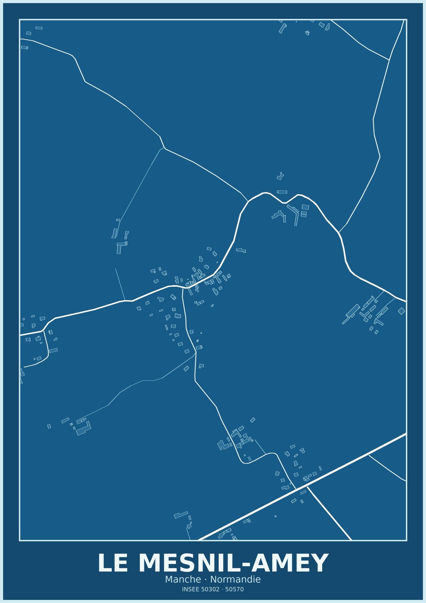 Plan du Mesnil-Amey, style blueprint