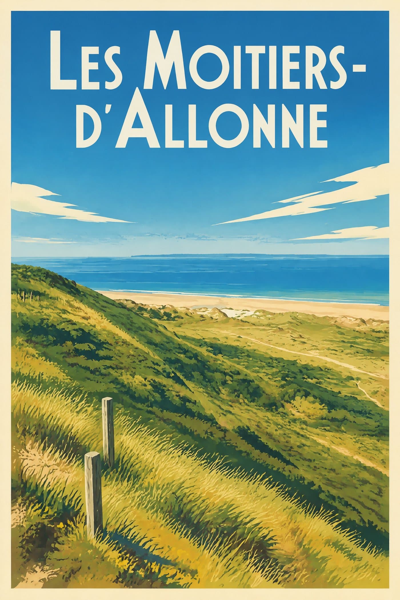 Affiche illustrée des Moitiers-d'Allonne — Dunes d’Hatainville