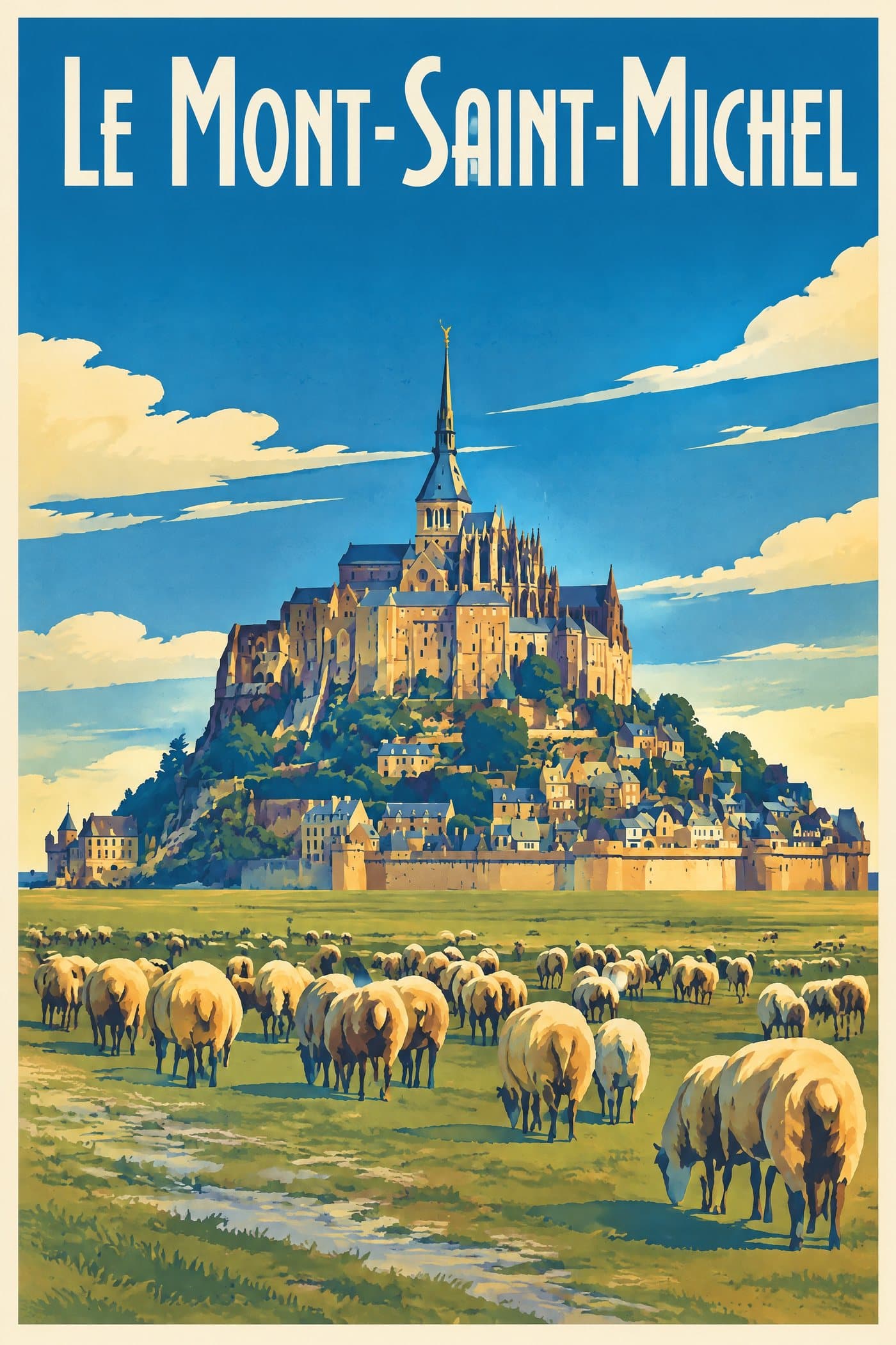 Affiche illustrée du Mont-Saint-Michel — Fortifications du Mont-Saint-Michel