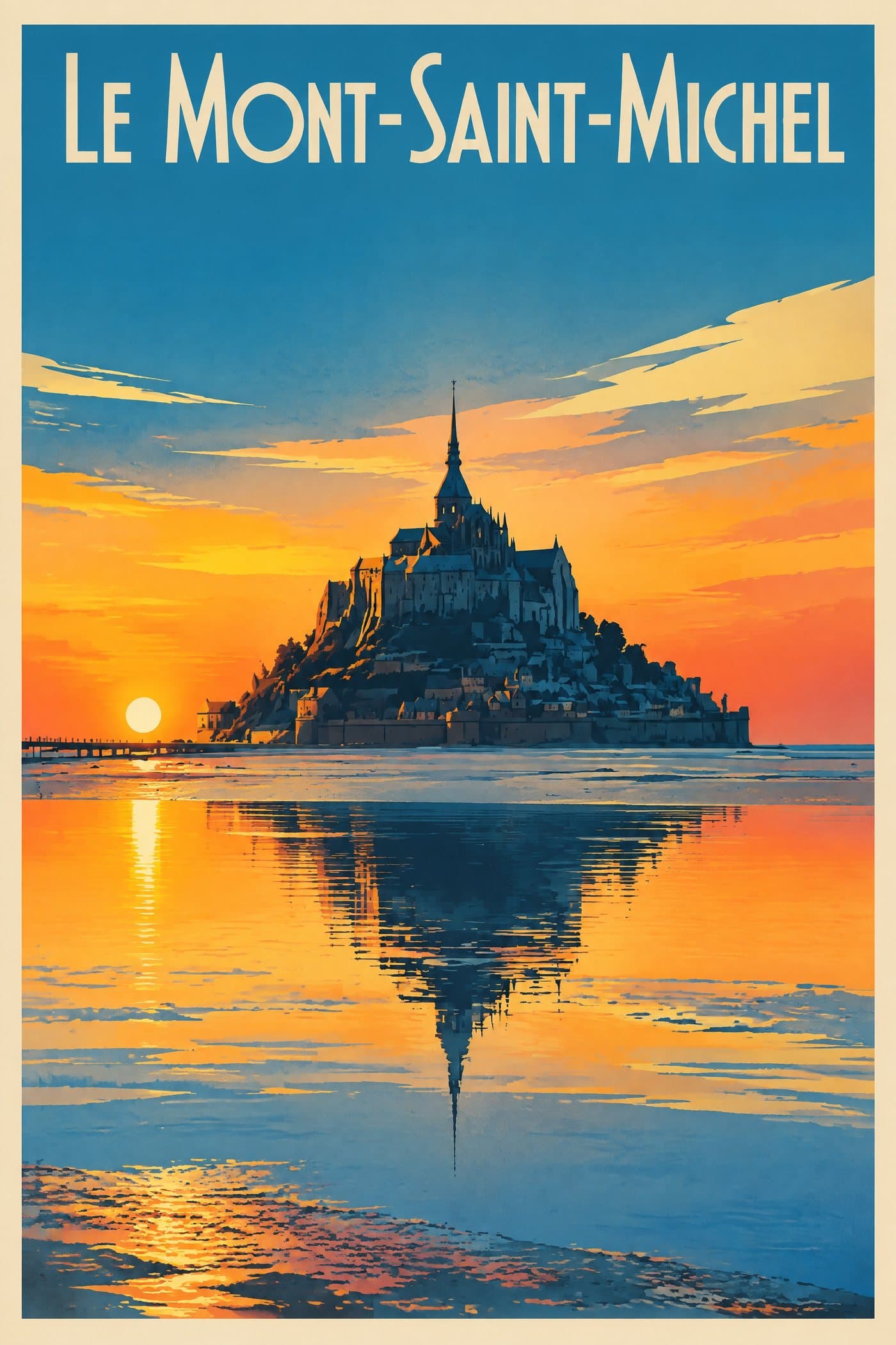 Affiche illustrée du Mont-Saint-Michel — Le Mont-Saint-Michel