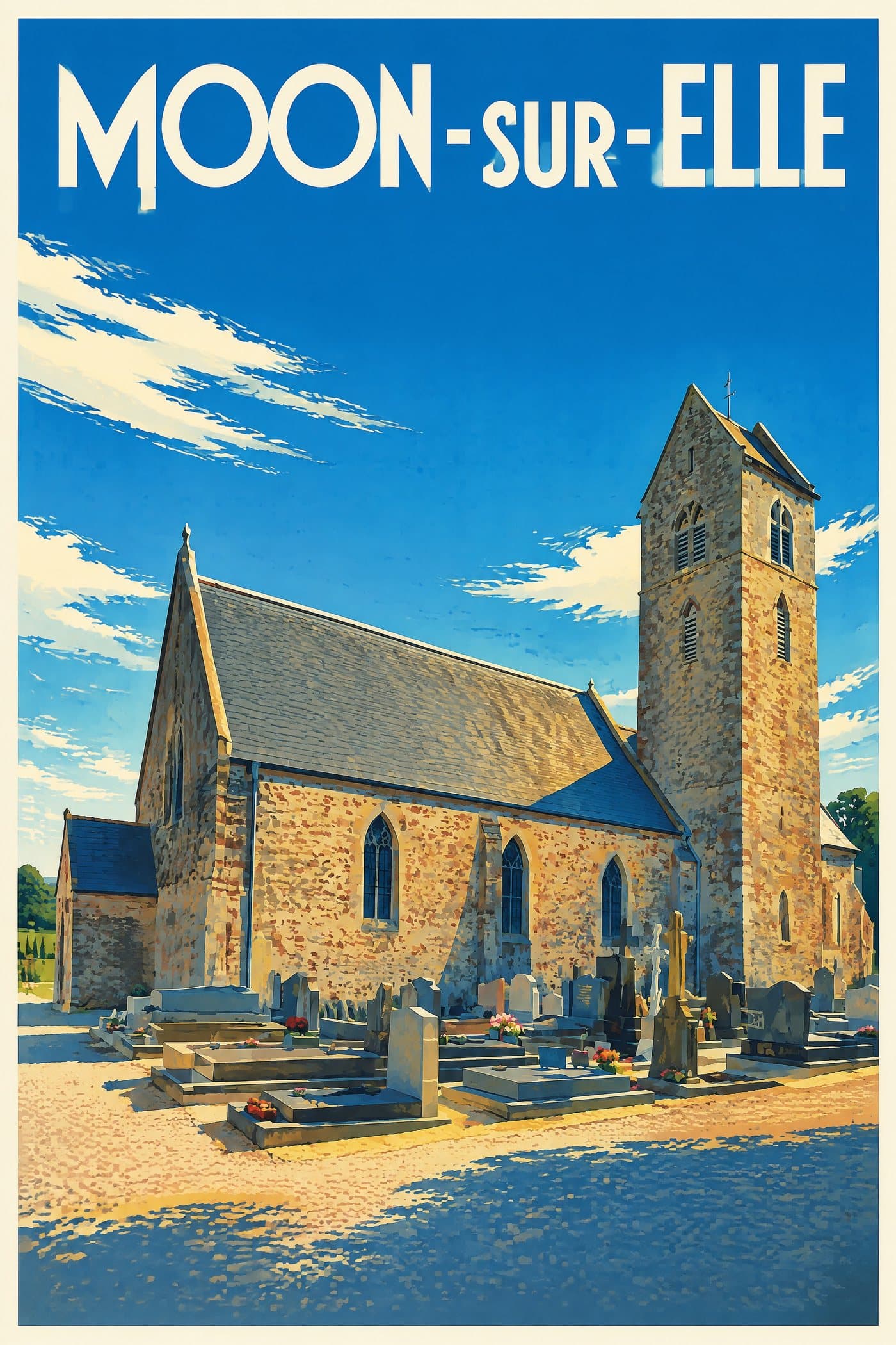 Affiche illustrée de Moon-sur-Elle — Église Notre-Dame-de-l’Assomption