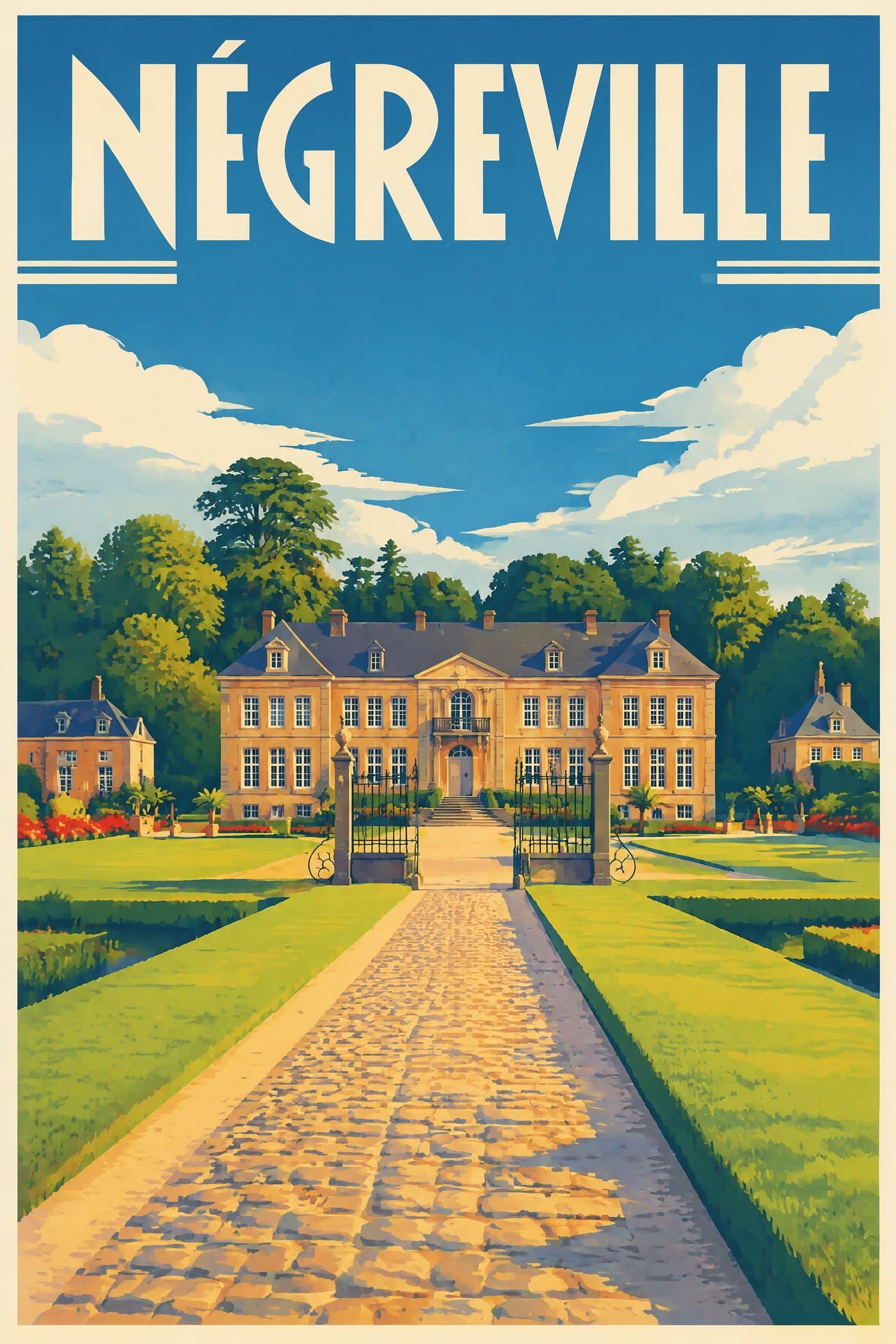Affiche illustrée de Négreville — Château de Pont-Rilly