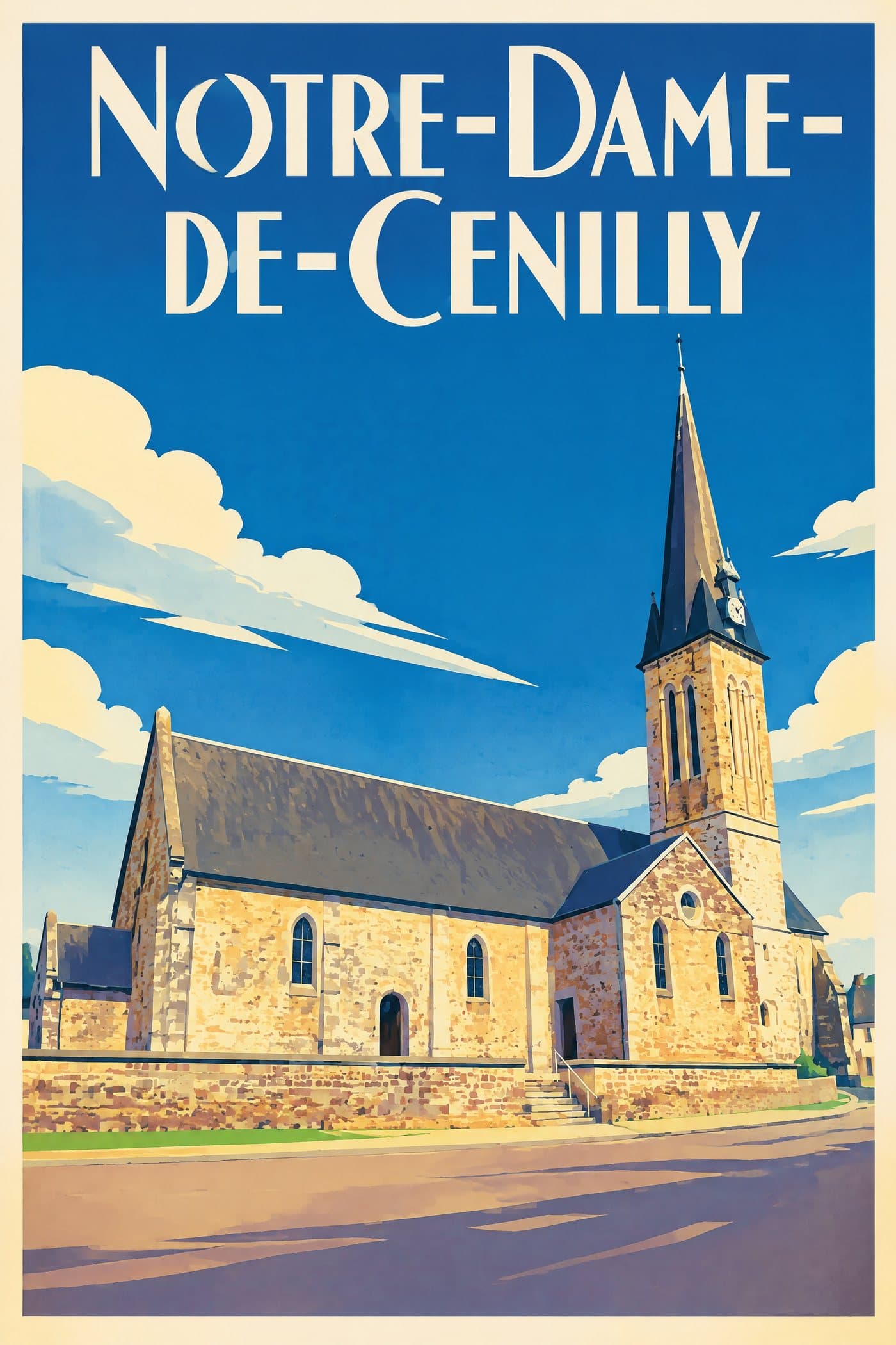 Affiche illustrée de Notre-Dame-de-Cenilly — Église Notre-Dame-de-l'Assomption