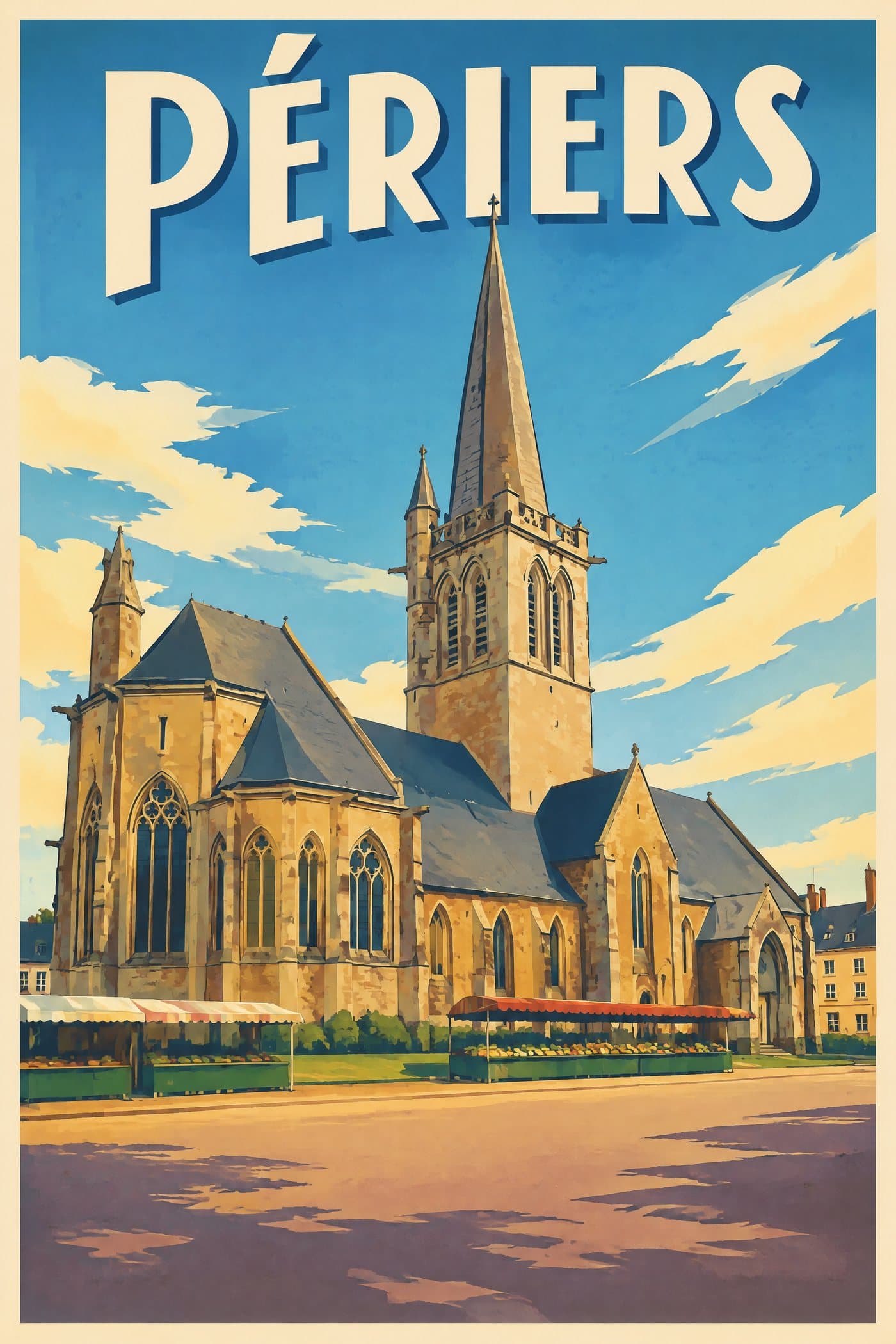 Affiche illustrée de Périers — Église Saint-Pierre