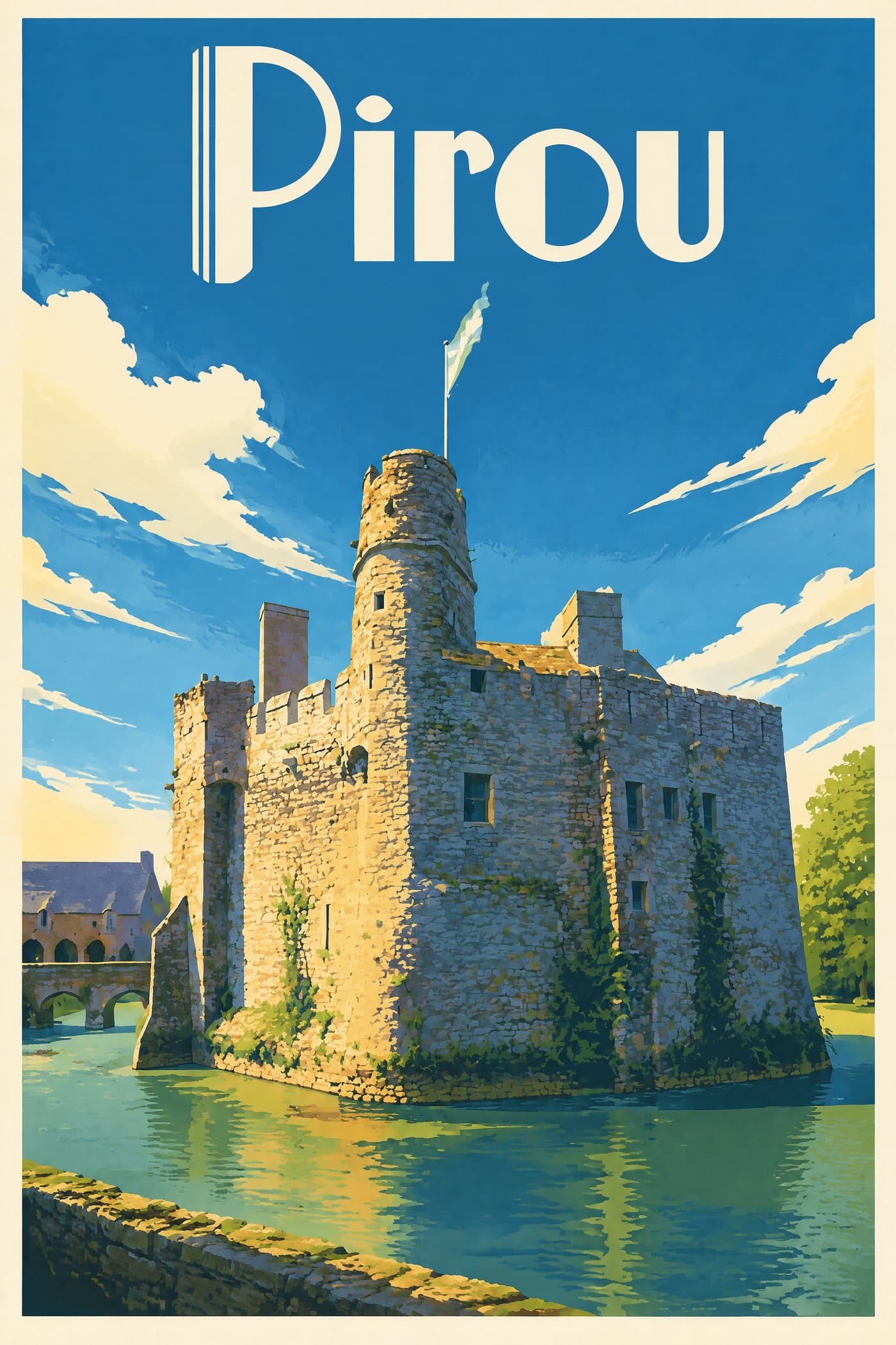 Affiche illustrée de Pirou — Château de Pirou