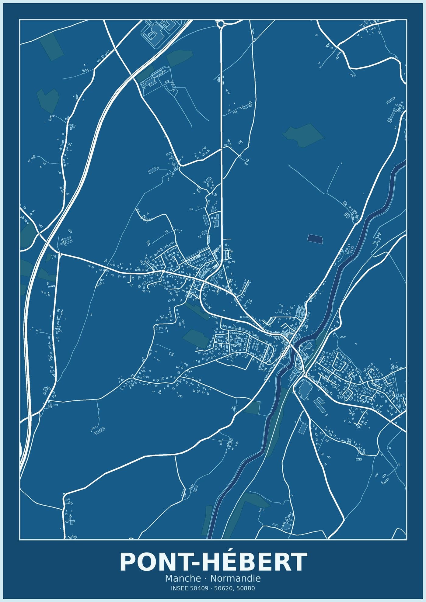 Plan de Pont-Hébert, style blueprint