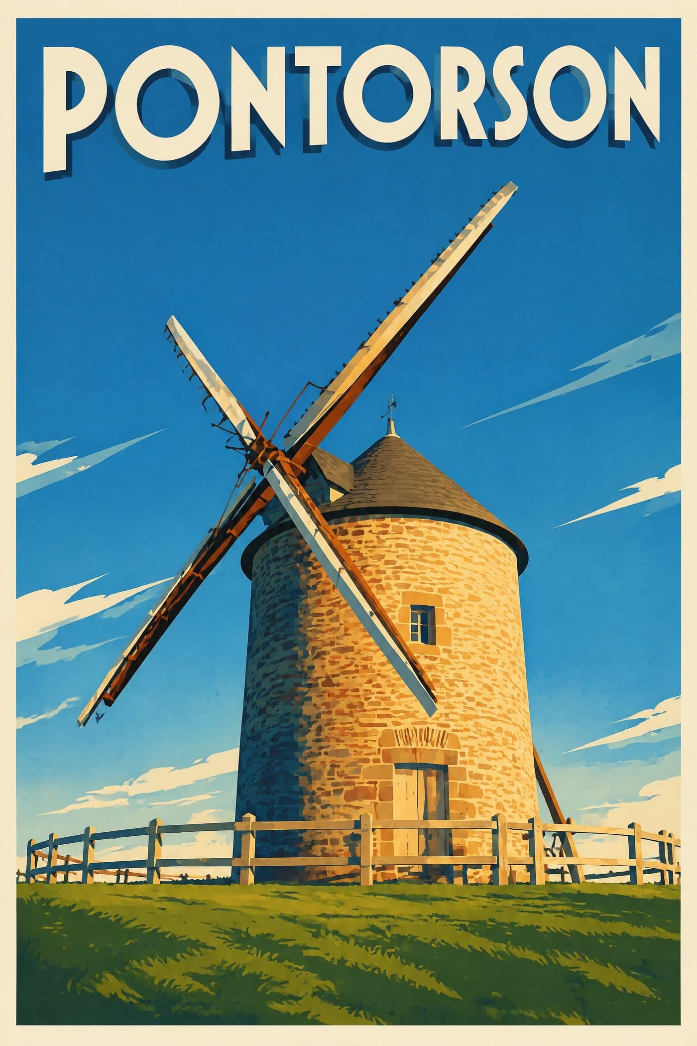 Affiche illustrée de Pontorson — Moulin de Moidrey