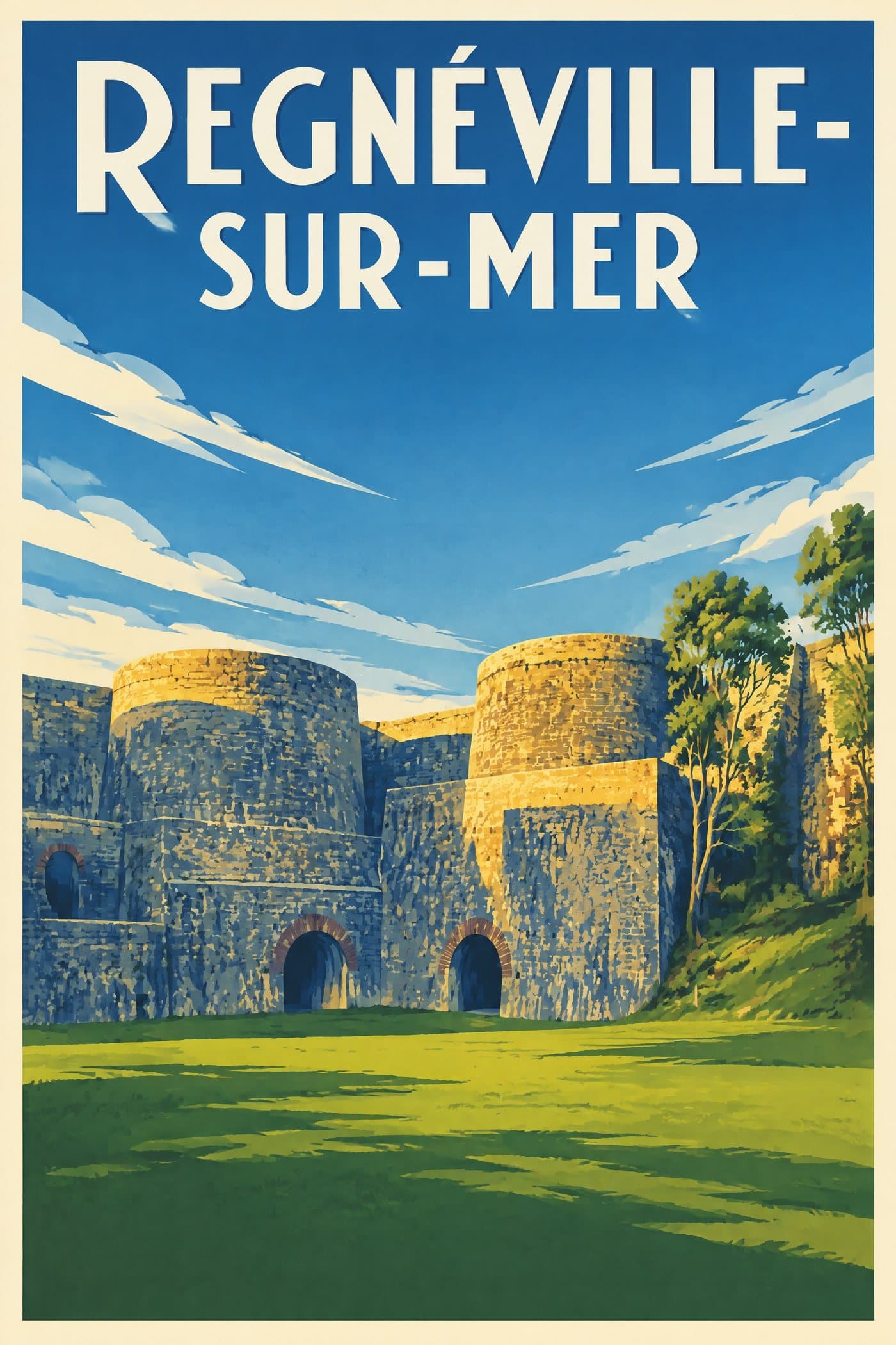 Affiche illustrée de Regnéville-sur-Mer — Fours à chaux du Rey