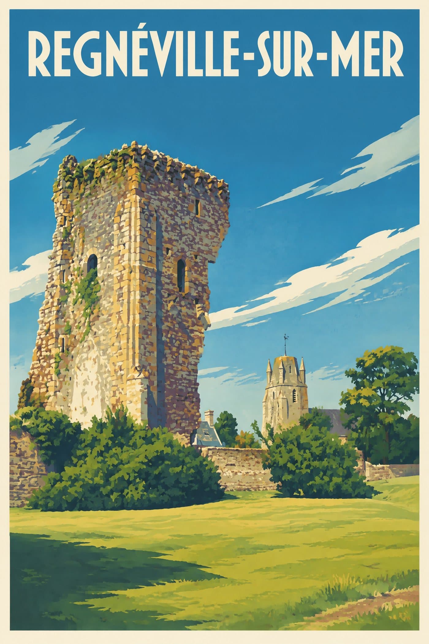 Affiche illustrée de Regnéville-sur-Mer — Château de Regnéville