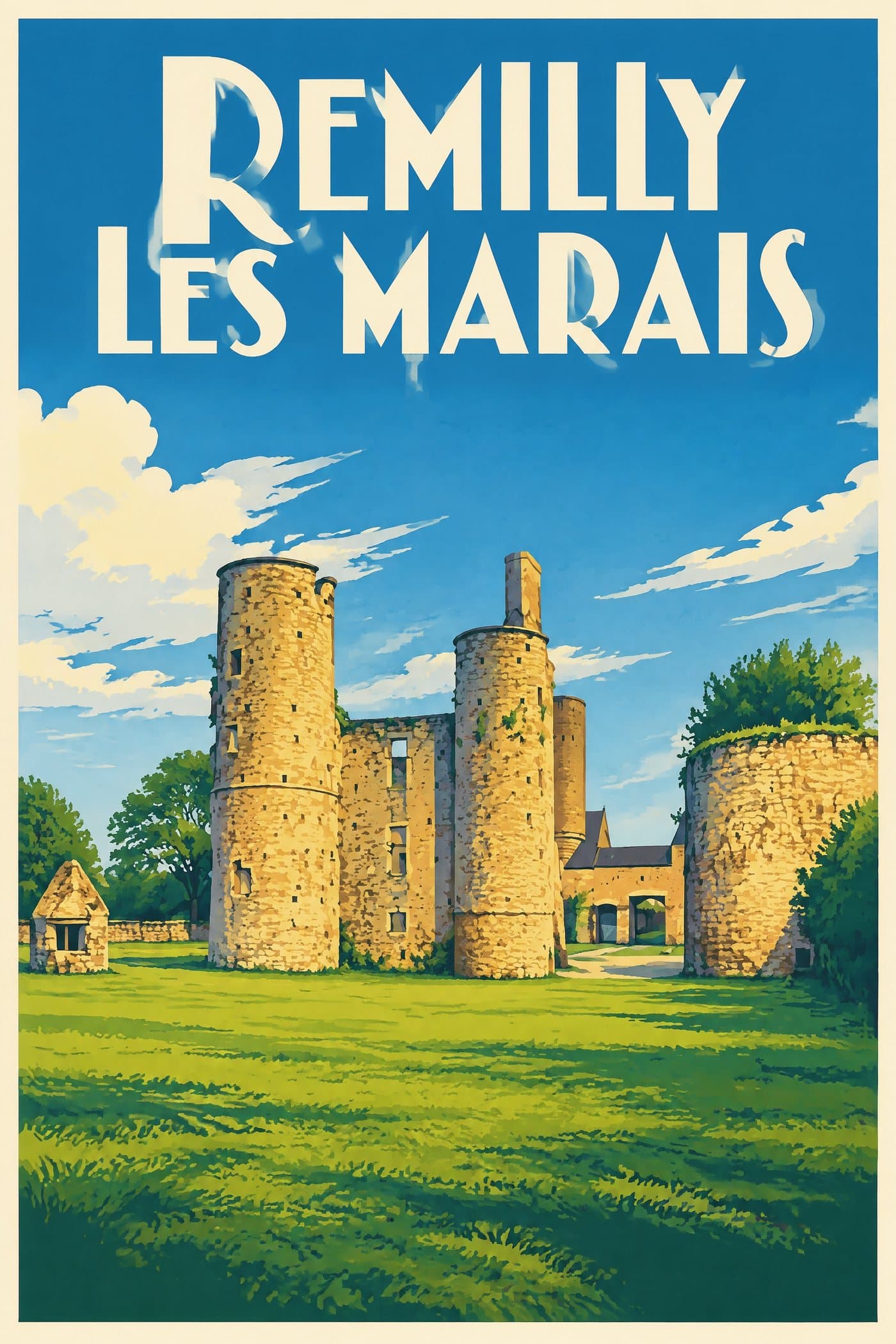 Affiche illustrée de Remilly Les Marais — Château de Montfort